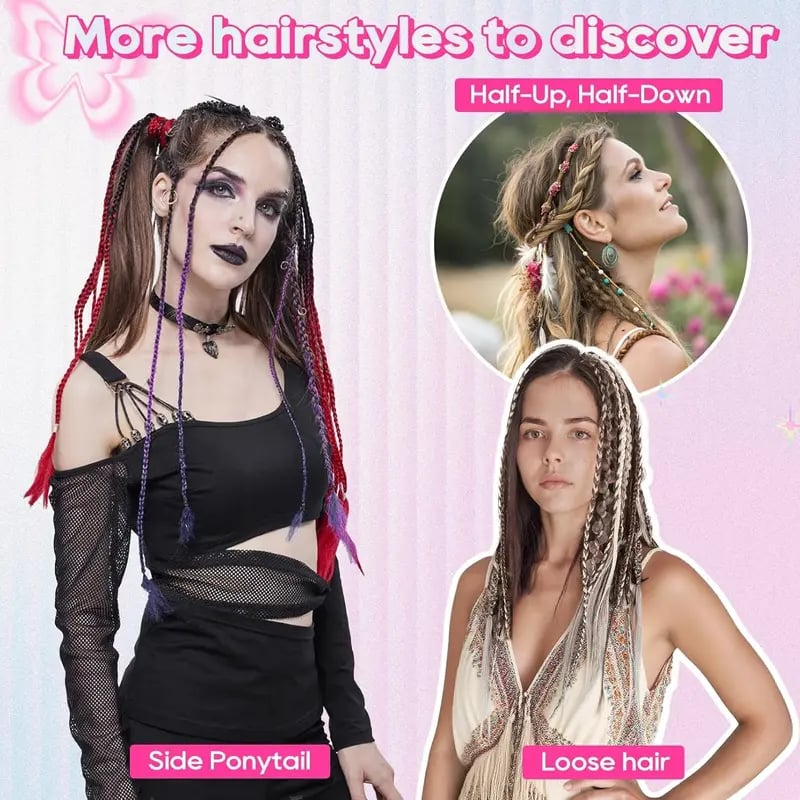 🌿🎨 Boho Beaded Clip-In Braids – Effortless Festival & Everyday Hair Transformation(✨2Pcs)