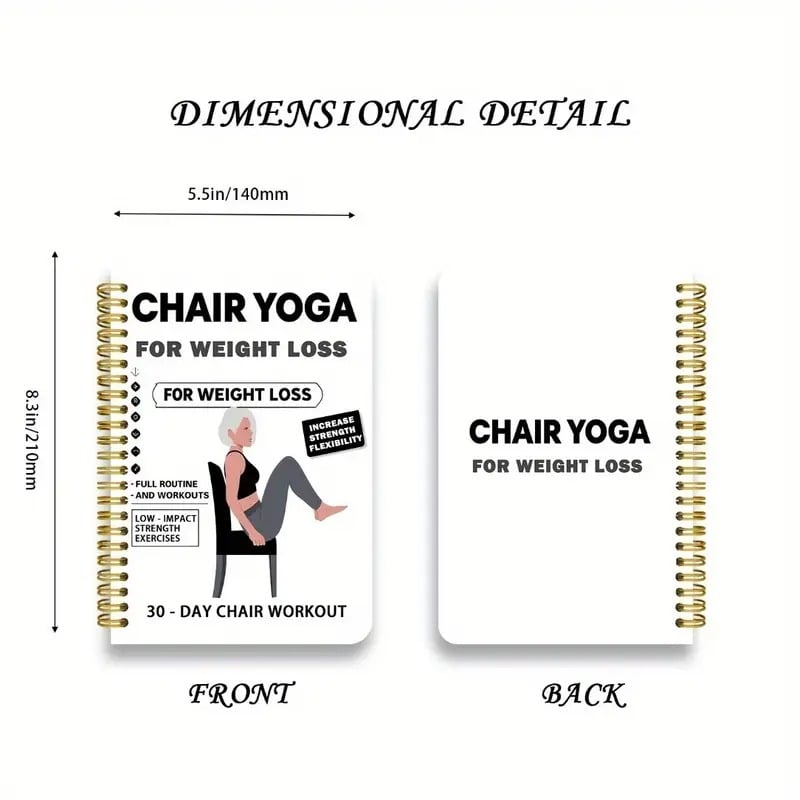 🔥30-Day Chair Yoga Weight Loss Spiral-Bound Notebook & Step-by-Step Exercise Guide - At-Home Fitness Journal