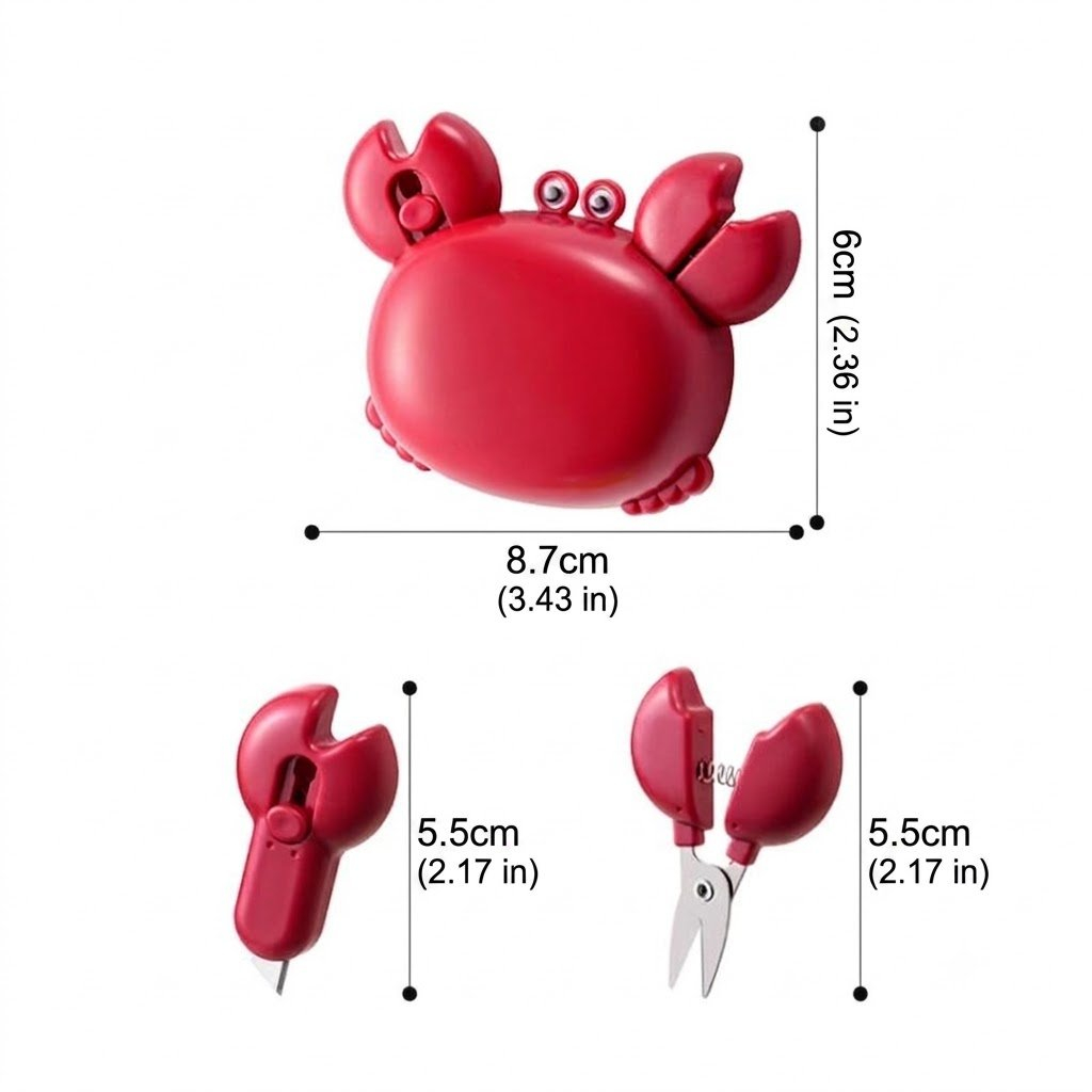 🦀 Cute Crab 3-in-1 Multi-Tool: Magnetic Bottle Opener, Mini Box Cutter & Kitchen Scissors