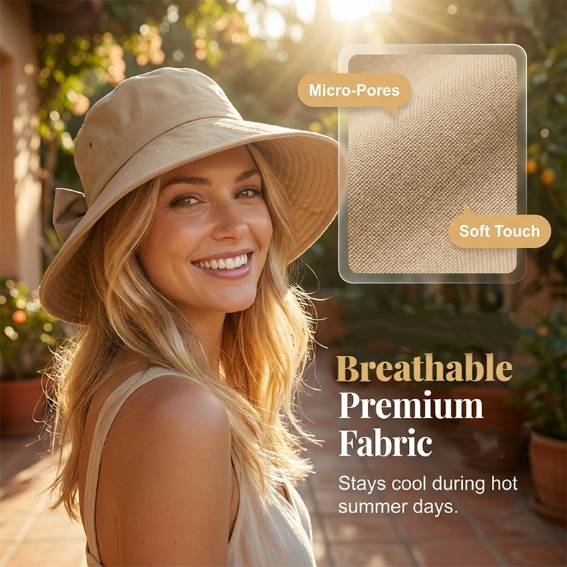 👒 Summer Hot Sale ☀️ Women's Bowknot Wide Brim Sun Protective Hat