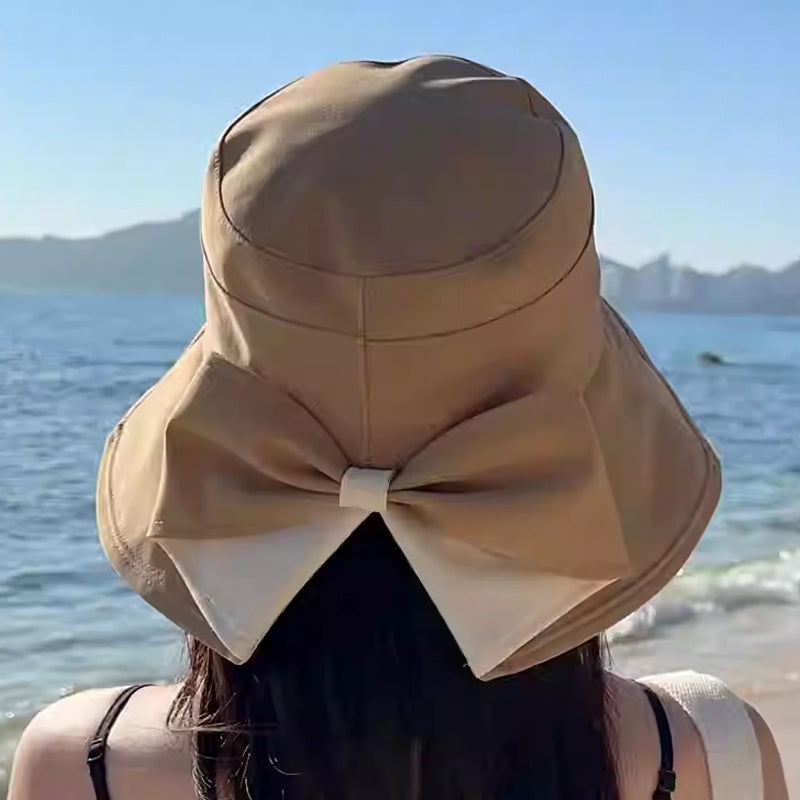 👒 Summer Hot Sale ☀️ Women's Bowknot Wide Brim Sun Protective Hat