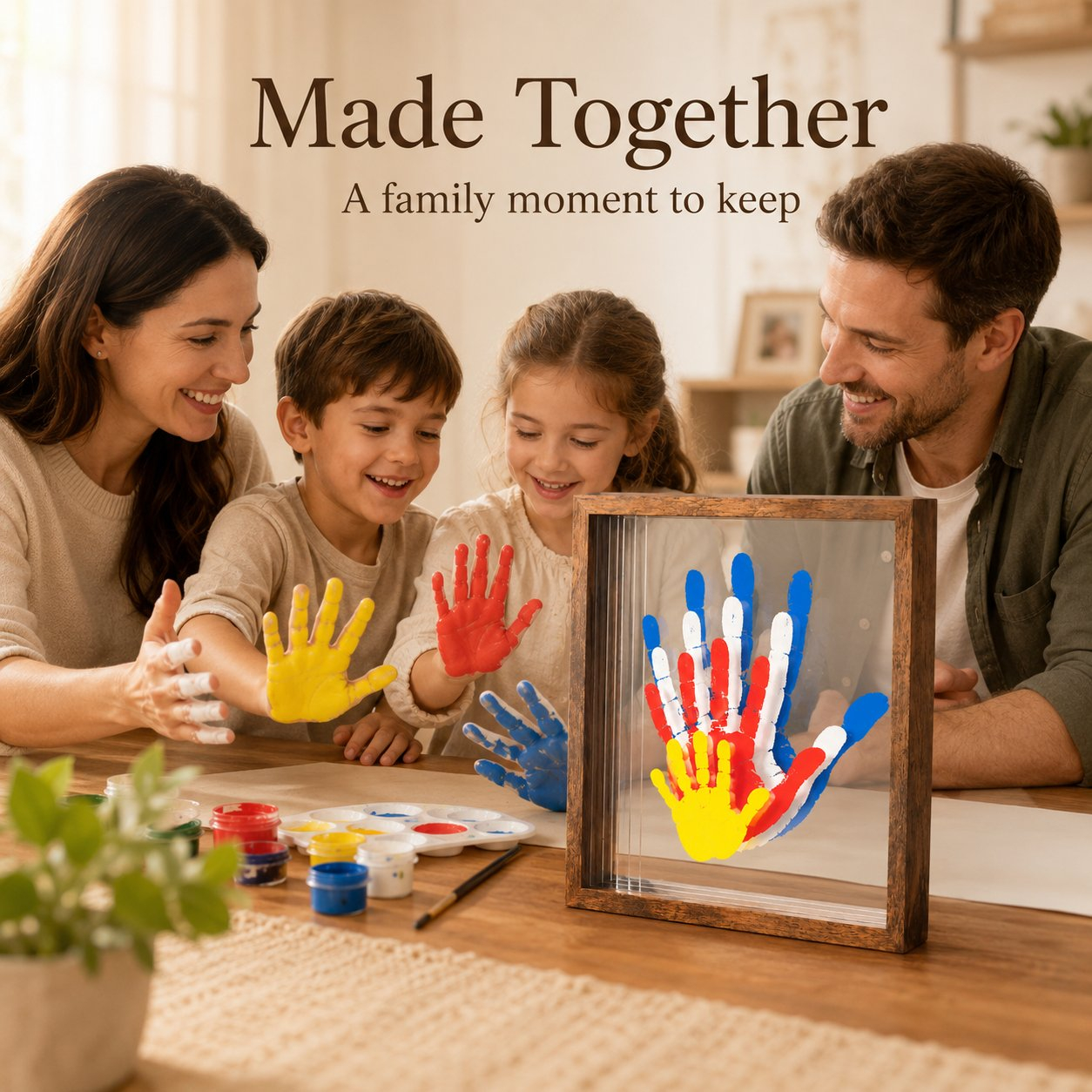 Wooden Transparent Handprint Frame Set, DIY Family Memorial Gift Kit