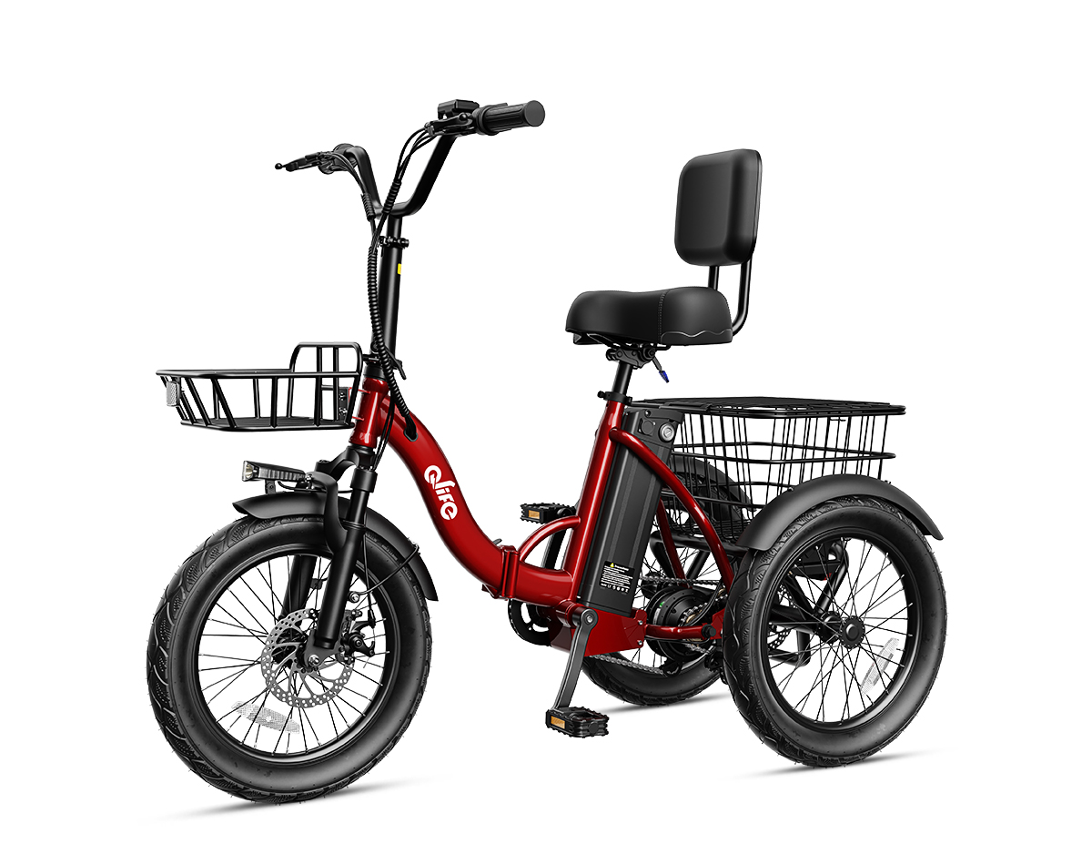 Triker 2.0 Folding 3-Wheel Electric Trike, Peak 1200W 48V Removable Battery, US Warehouse Wholesale MOQ 1-Qlife Bike Wholesale | US E-Bike Distributor