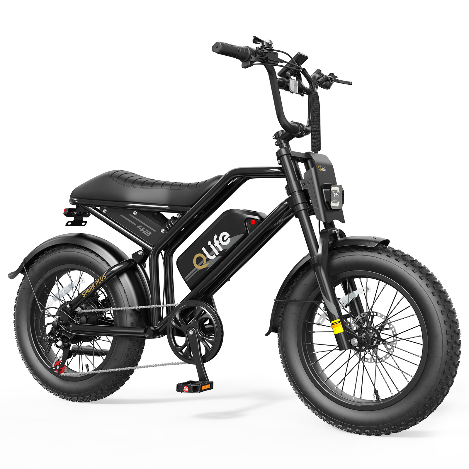 Spark Plus 20x4.0 Fat Tire Moped E-Bike, Peak 2000W Dual Battery Cargo Electric Bike, US Warehouse Wholesale MOQ 1-Qlife Bike Wholesale | US E-Bike Distributor