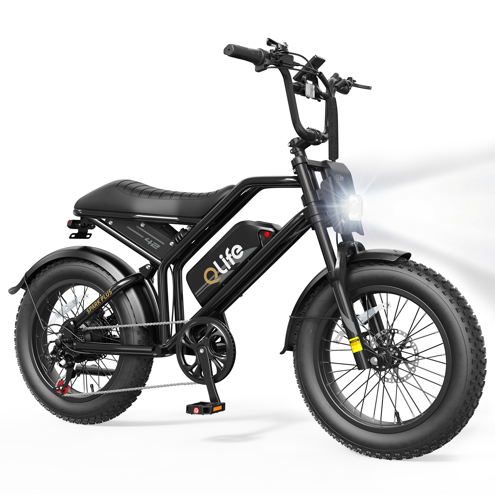 Spark Plus 20x4.0 Fat Tire Moped E-Bike, Peak 2000W Dual Battery Cargo Electric Bike, US Warehouse Wholesale MOQ 1-Qlife Bike Wholesale | US E-Bike Distributor