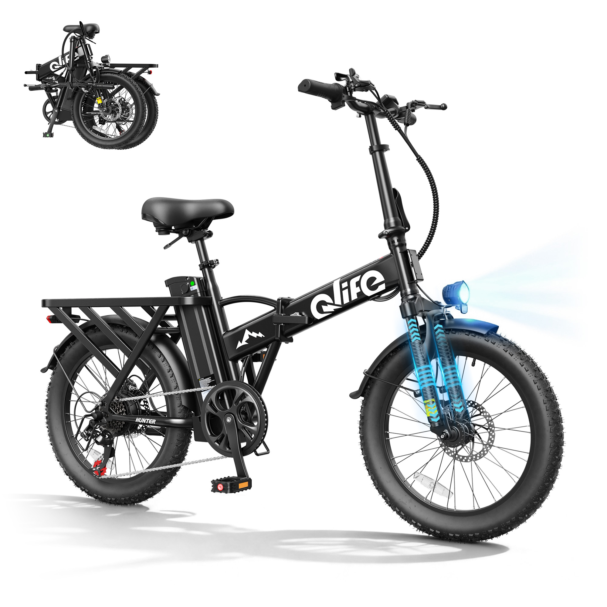 Hunter 20" Folding All-Terrain E-Bike, Peak 1200W 48V Removable Battery, US Warehouse Wholesale MOQ 1