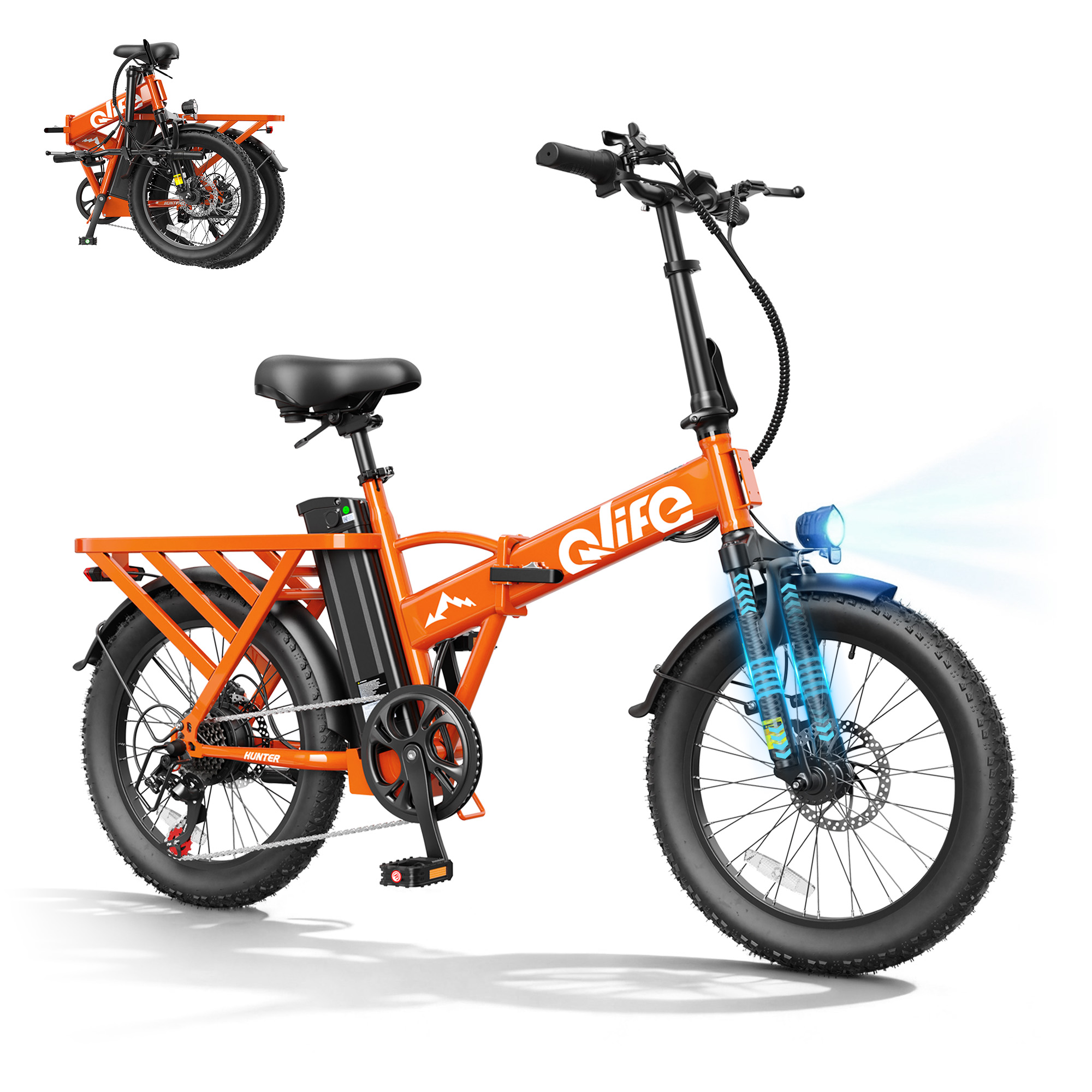 Hunter 20" Folding All-Terrain E-Bike, Peak 1200W 48V Removable Battery, US Warehouse Wholesale MOQ 1