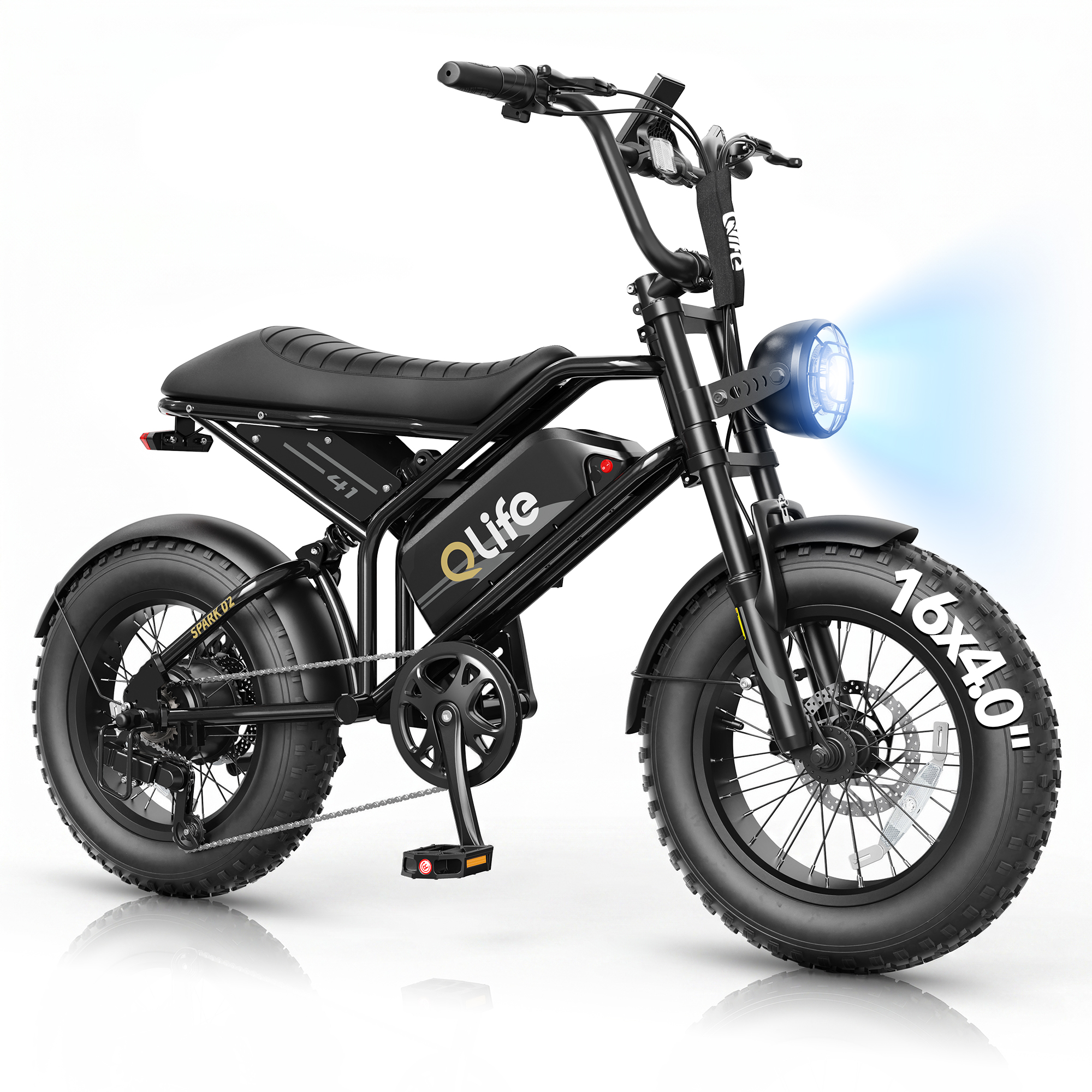 Spark D2 16" Fat Tire Electric Bike, 48V750W Moped Style E-bike for Urban Commuting, US Local Warehouse Wholesale, MOQ 1-Qlife Bike Wholesale | US E-Bike Distributor