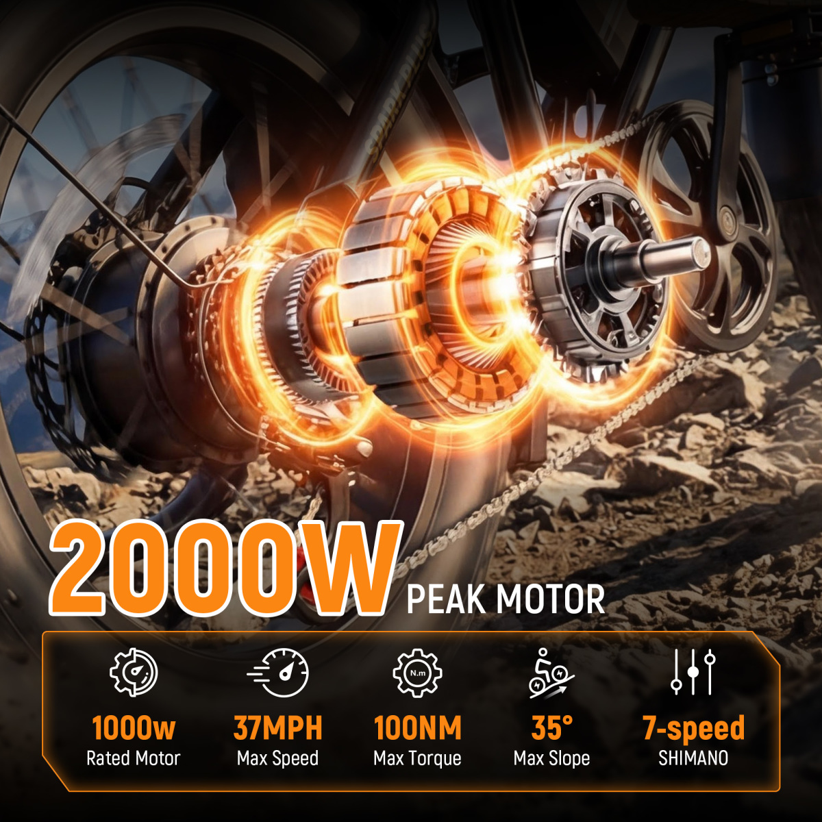 1000W Rated 2000W Peak Performance Motor