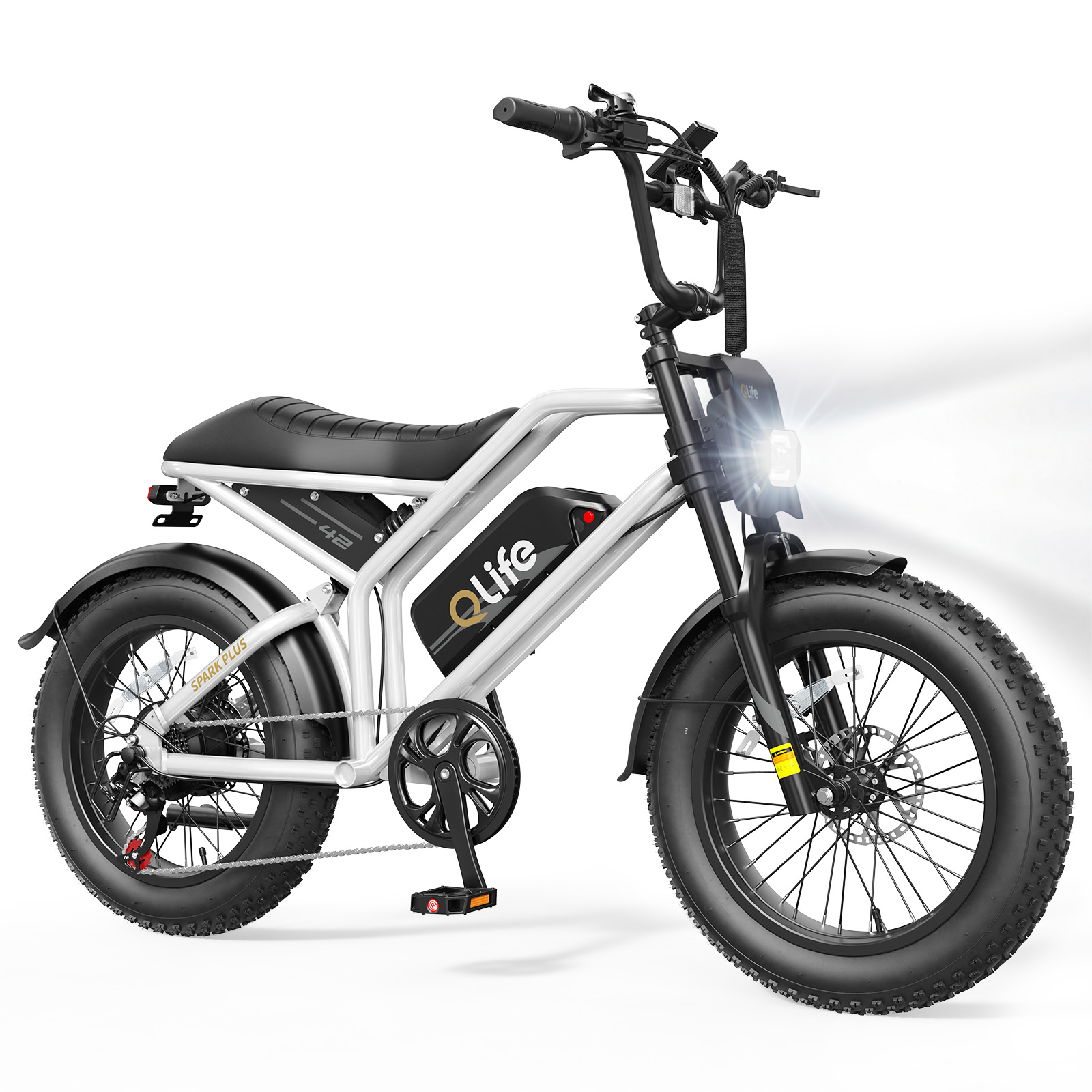 Spark Plus 20x4.0 Fat Tire Moped E-Bike, Peak 2000W Dual Battery Cargo Electric Bike, US Warehouse Wholesale MOQ 1-Qlife Bike Wholesale | US E-Bike Distributor
