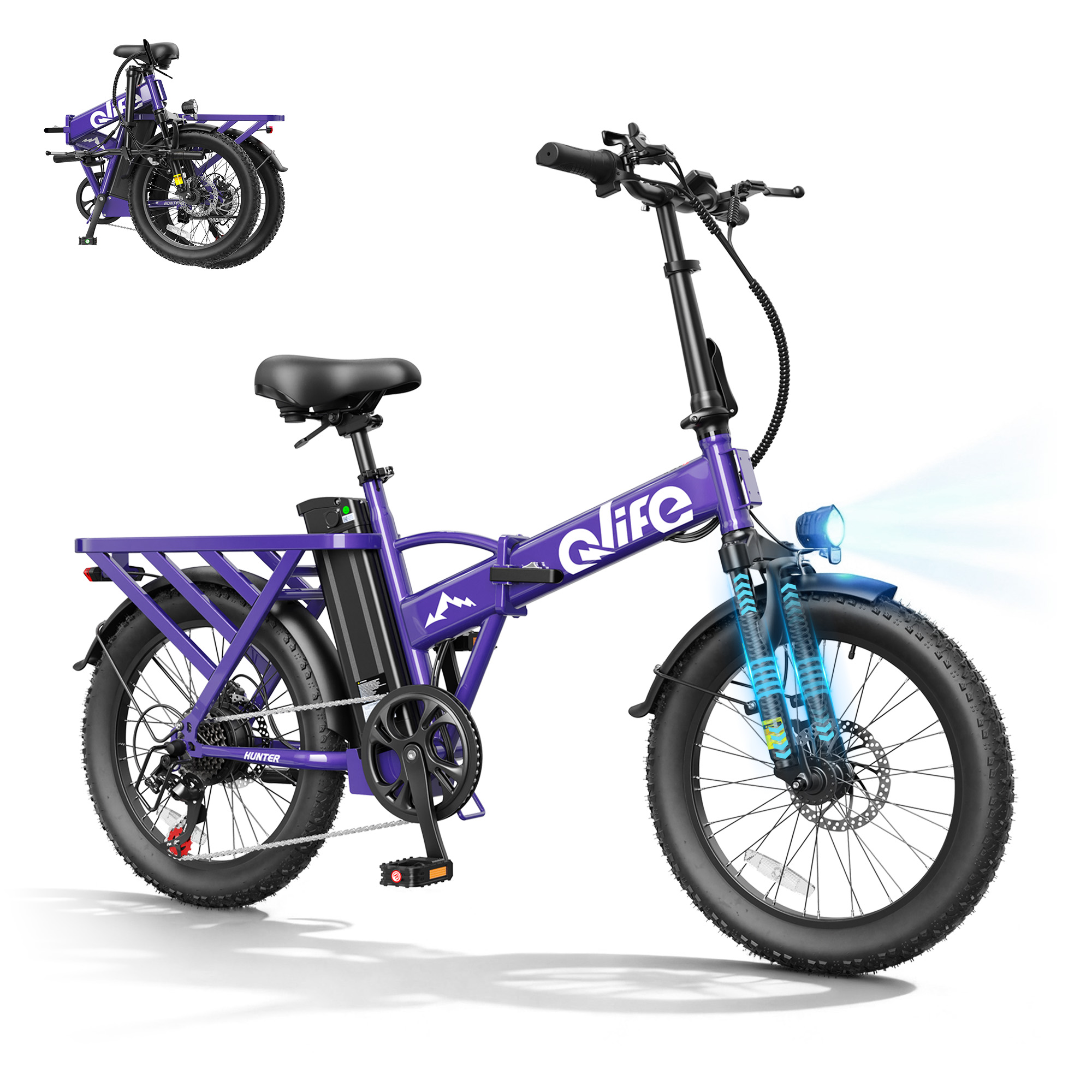 Hunter 20" Folding All-Terrain E-Bike, Peak 1200W 48V Removable Battery, US Warehouse Wholesale MOQ 1