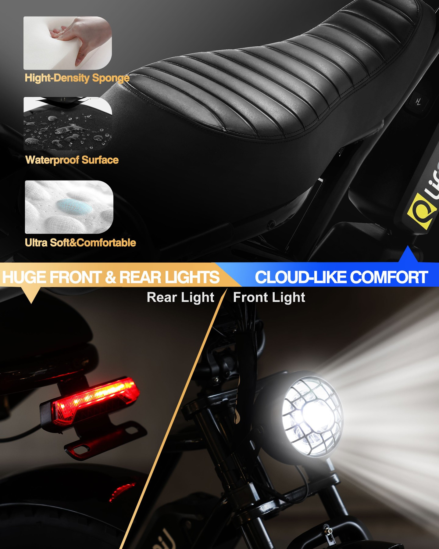 Spark Dual Comfortable Bench Saddle and LED Lighting System
