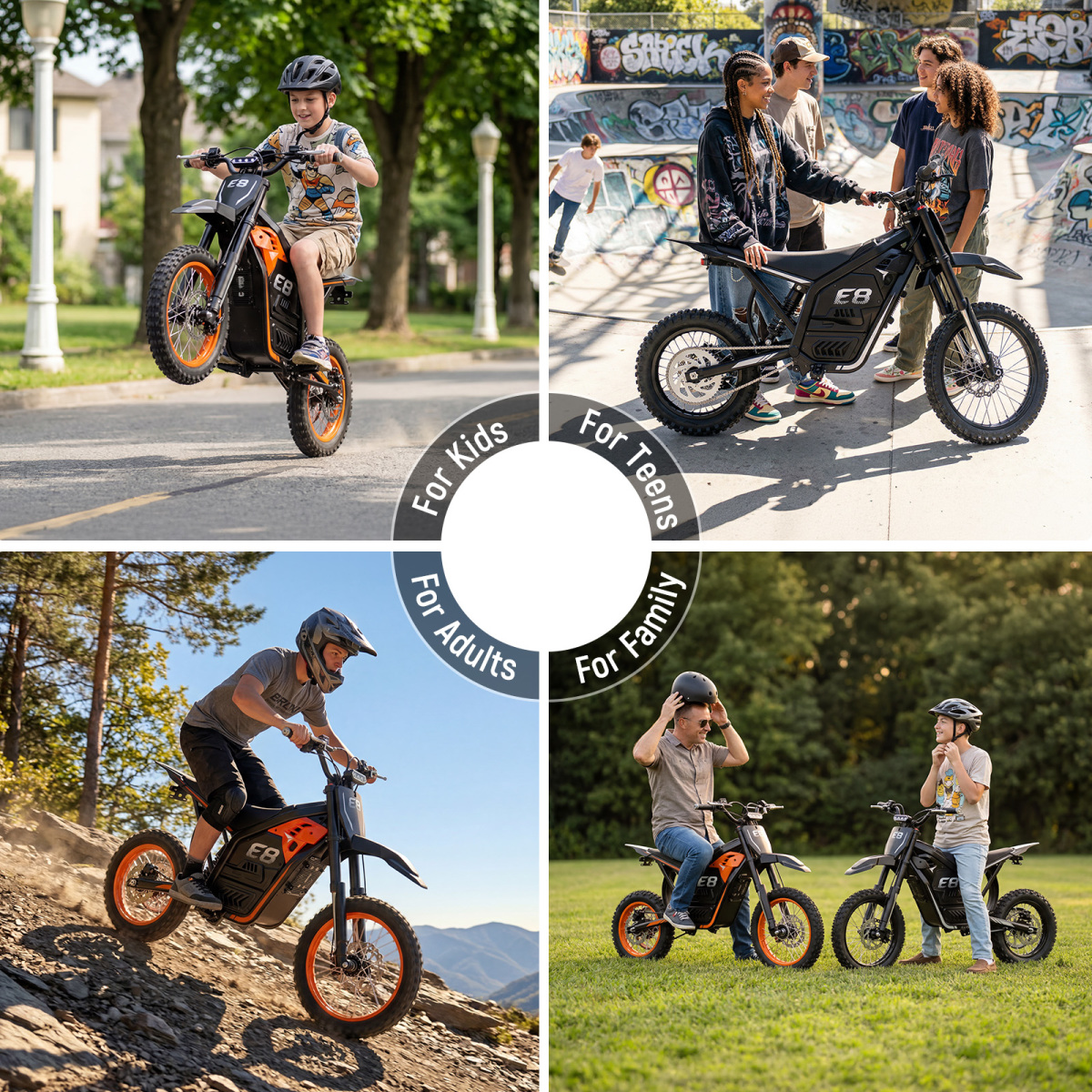 Vela E8 Dirt Bike Riding for Kids, Teens, and Family