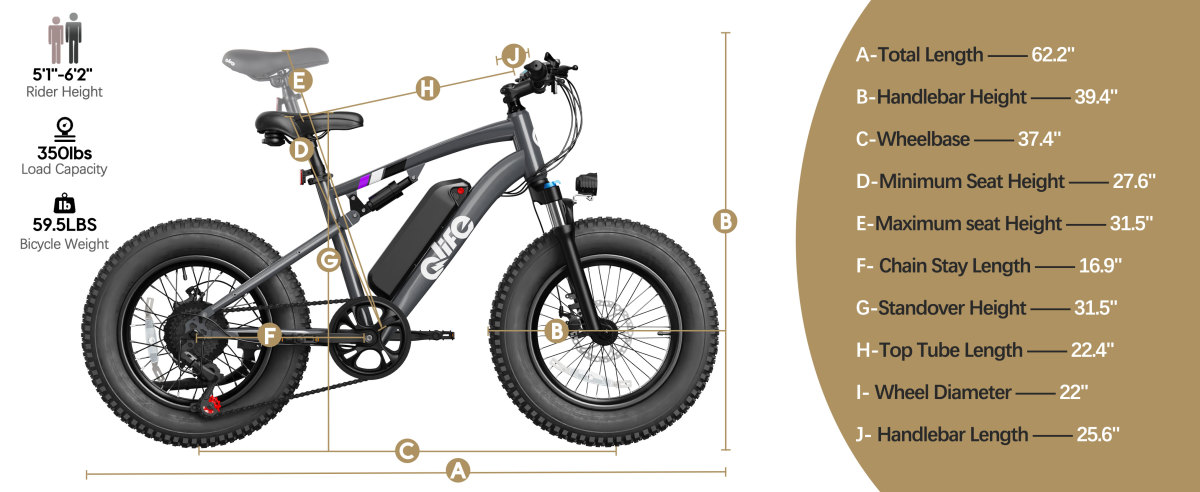 Racer Fat Tire 2.0 Frame Geometry Dimensions