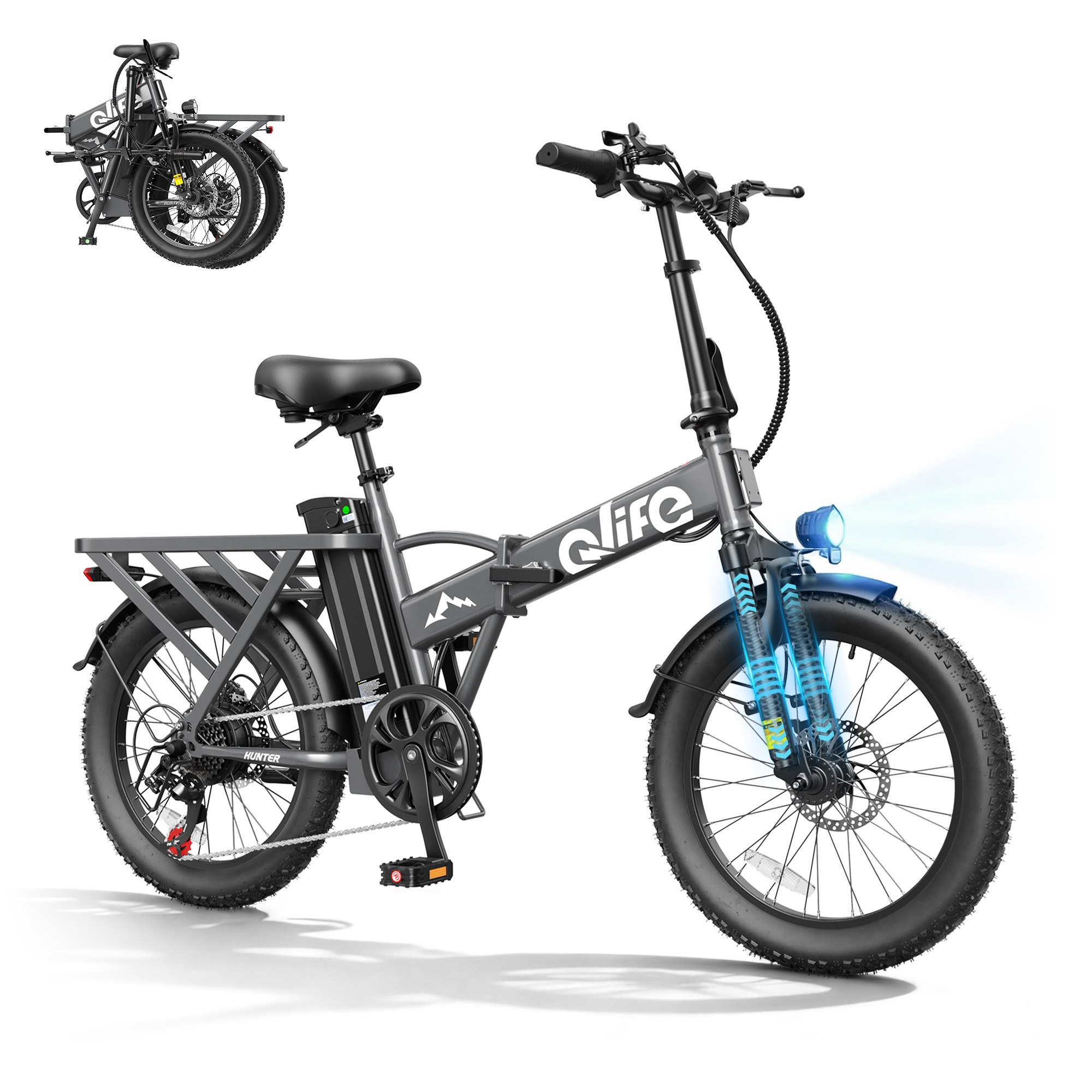 Hunter 20" Folding All-Terrain E-Bike, Peak 1200W 48V Removable Battery, US Warehouse Wholesale MOQ 1