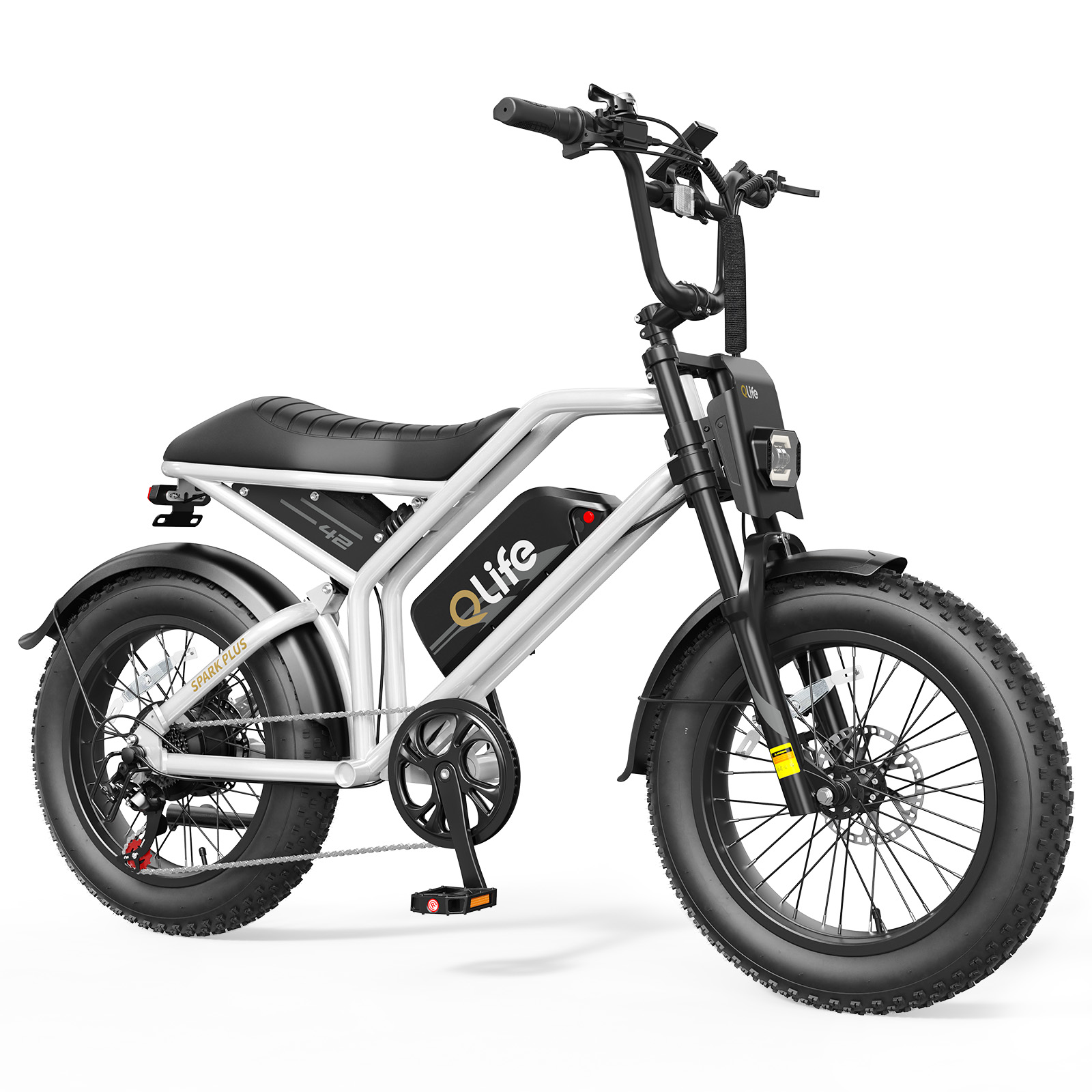 Spark Plus 20x4.0 Fat Tire Moped E-Bike, Peak 2000W Dual Battery Cargo Electric Bike, US Warehouse Wholesale MOQ 1-Qlife Bike Wholesale | US E-Bike Distributor