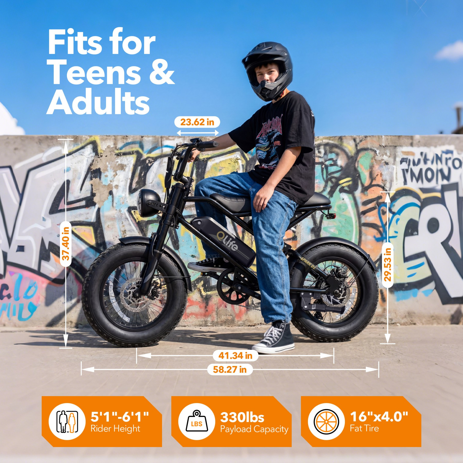 Spark D1 Fits Teens and Adults Dimensions