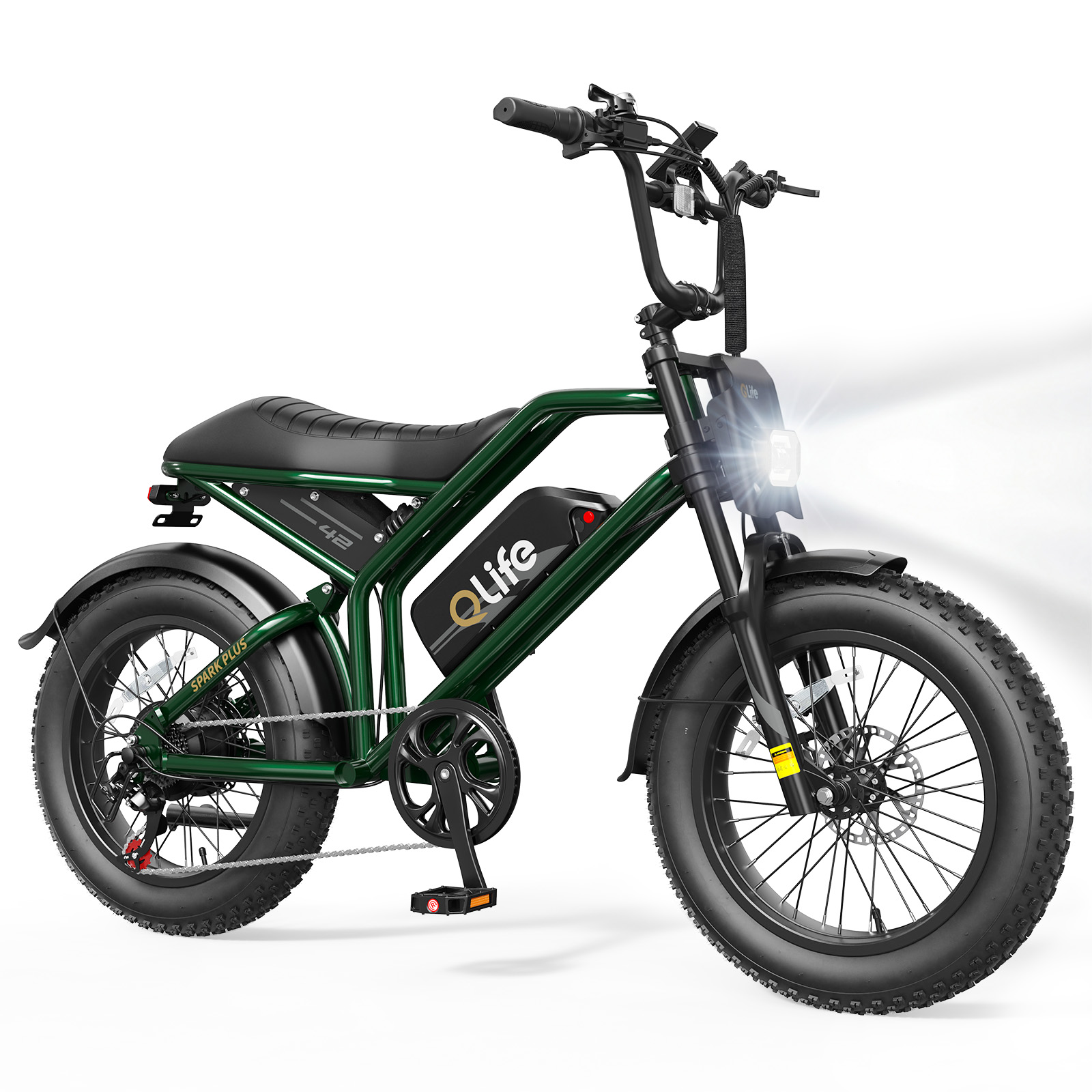 Spark Plus 20x4.0 Fat Tire Moped E-Bike, Peak 2000W Dual Battery Cargo Electric Bike, US Warehouse Wholesale MOQ 1-Qlife Bike Wholesale | US E-Bike Distributor