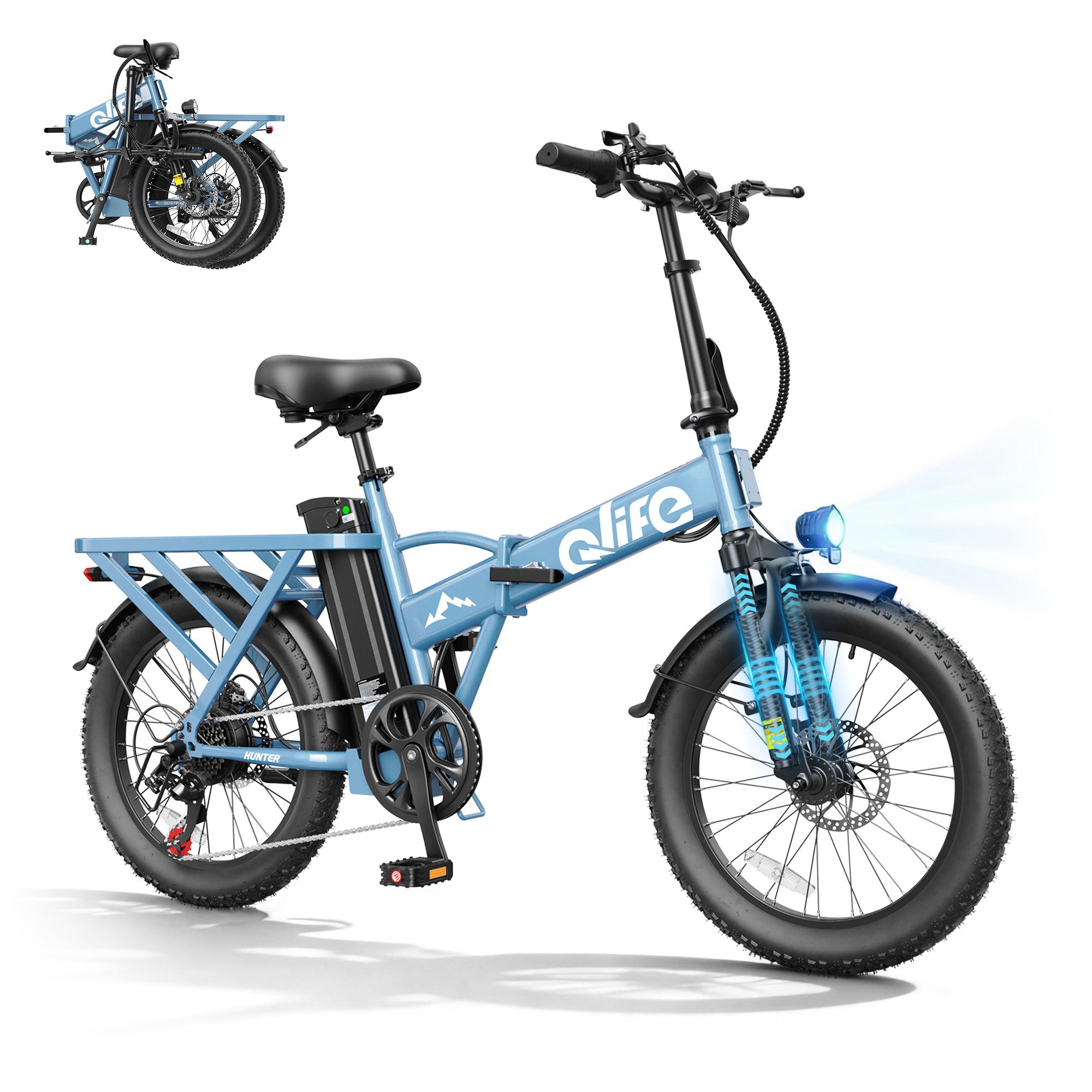 Hunter 20" Folding All-Terrain E-Bike, Peak 1200W 48V Removable Battery, US Warehouse Wholesale MOQ 1