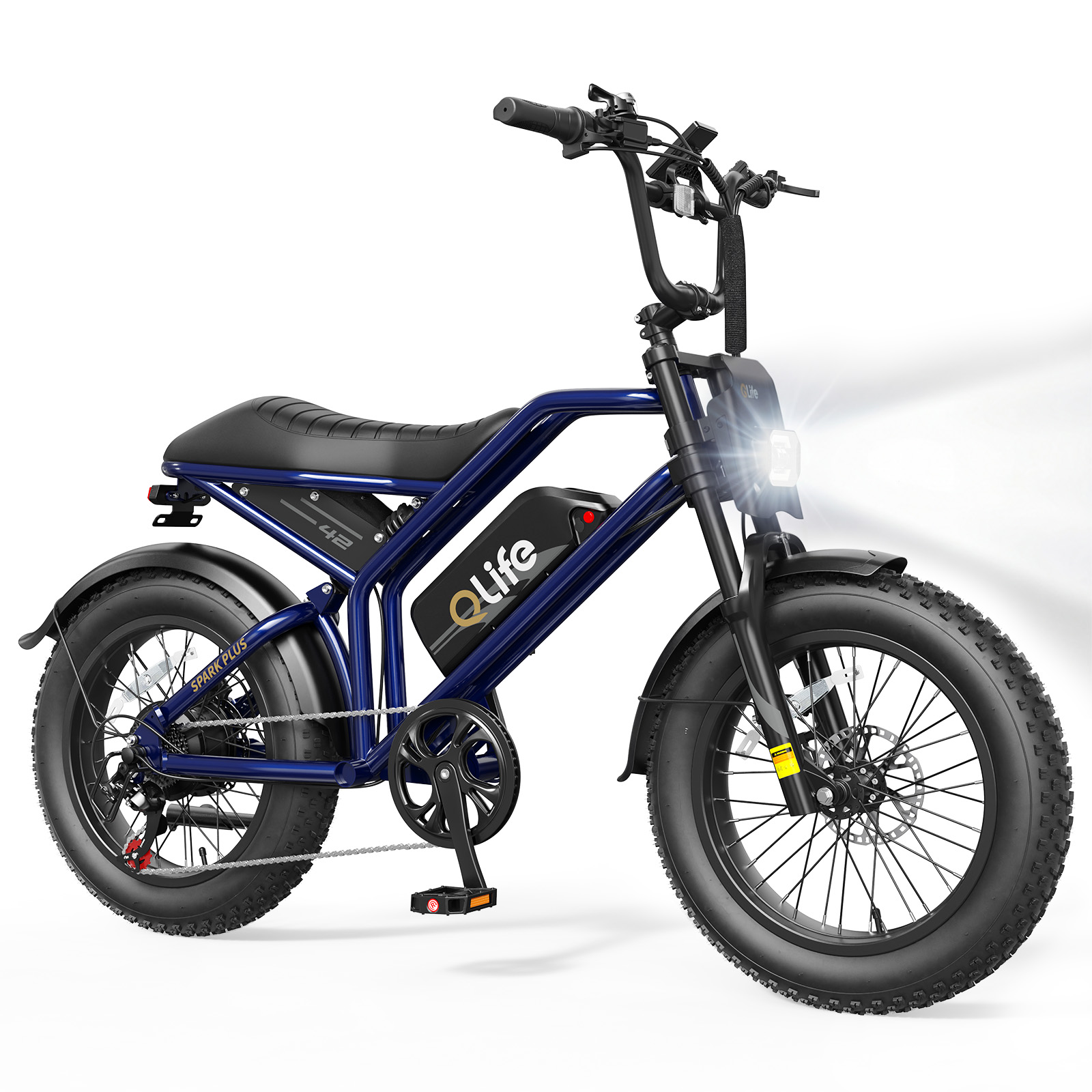 Spark Plus 20x4.0 Fat Tire Moped E-Bike, Peak 2000W Dual Battery Cargo Electric Bike, US Warehouse Wholesale MOQ 1-Qlife Bike Wholesale | US E-Bike Distributor