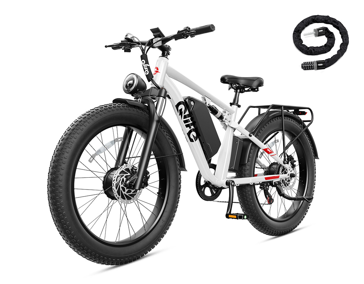 Racer Max Dual Motor 26x4.0 Fat Tire Electric Bike, 48V 1000W Peak 2000W Adult All Terrain E-Bike US Wholesale MOQ 1-Qlife Bike Wholesale | US E-Bike Distributor
