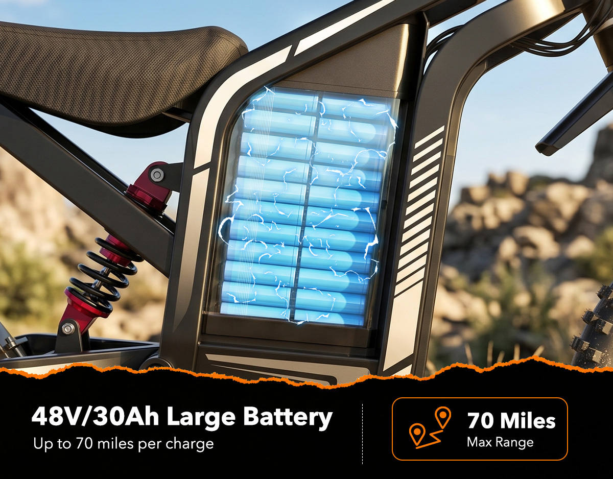 48V 30Ah Large Battery 70 Miles Range