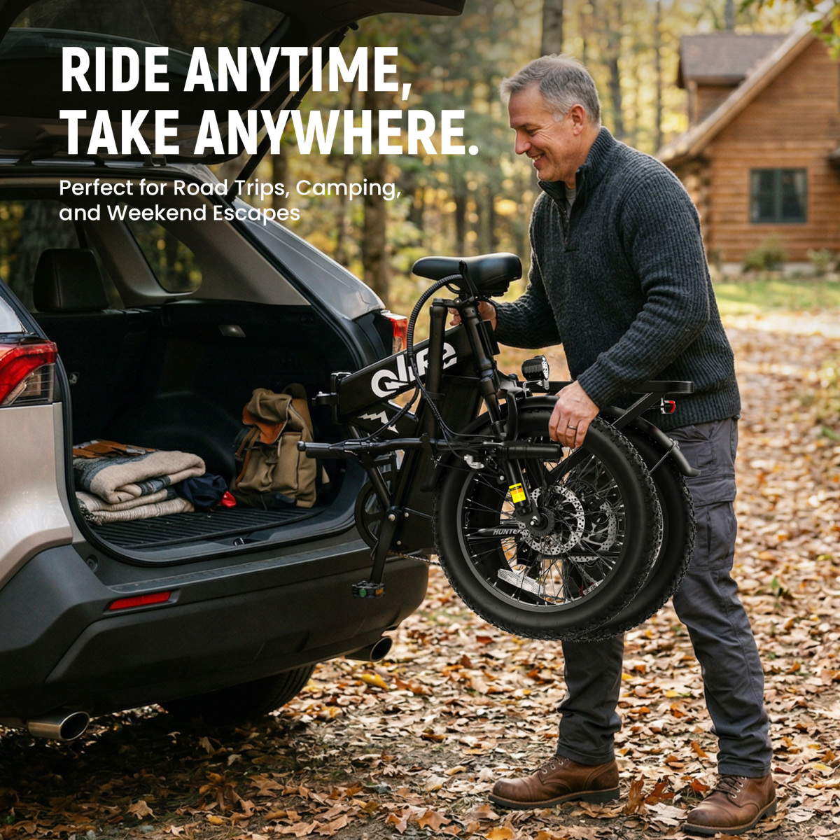 Hunter E-Bike Folding into Car Trunk
