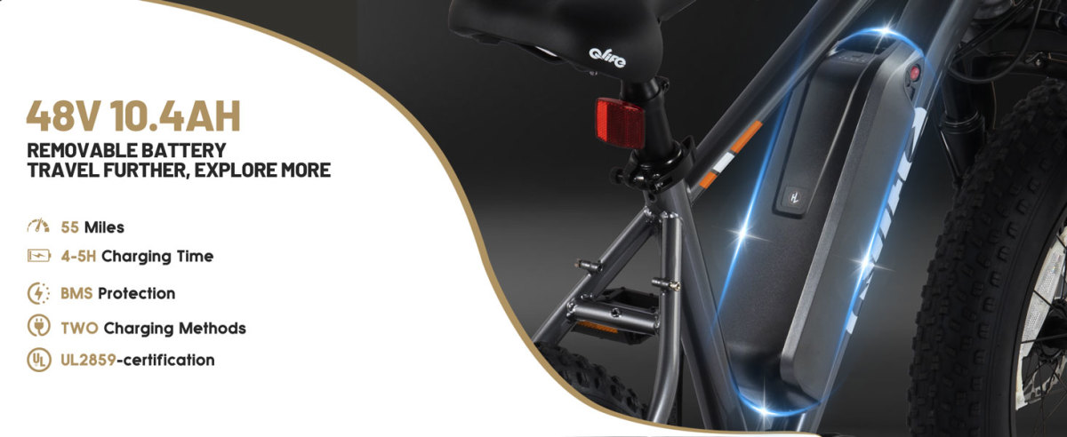 Racer Fat Tire Removable Battery specifications and features
