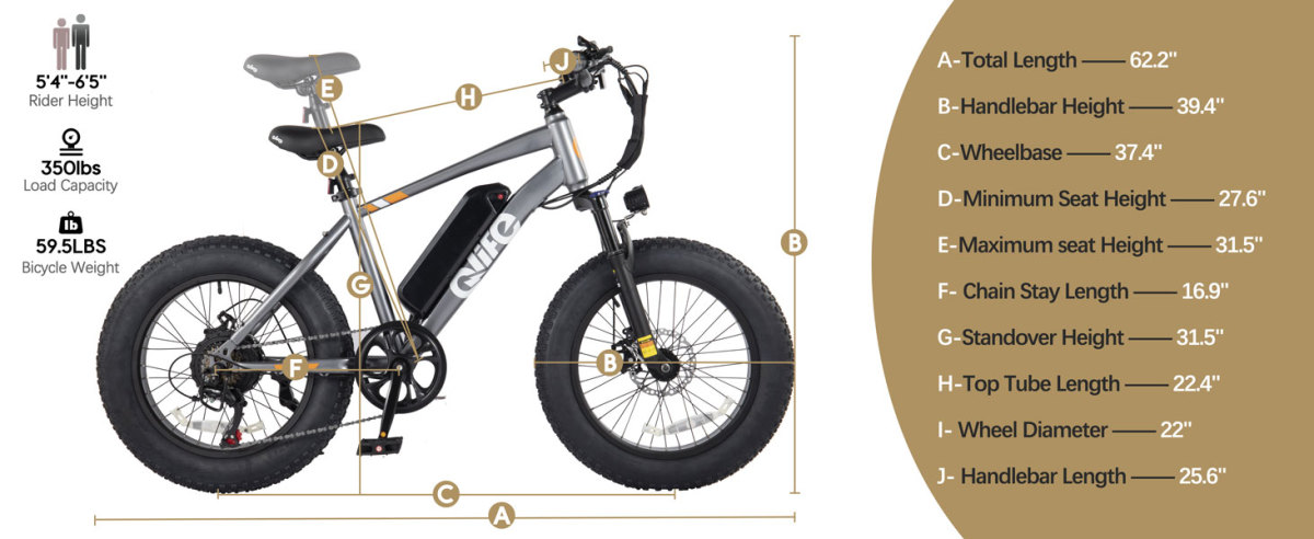 Racer Fat Tire geometry dimensions and sizing chart