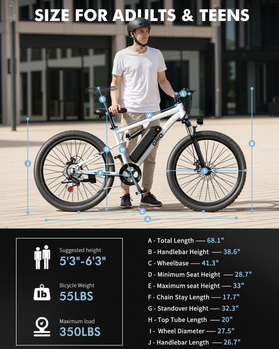 Racer 27.5 Ultra Size Guide for Adults and Teens