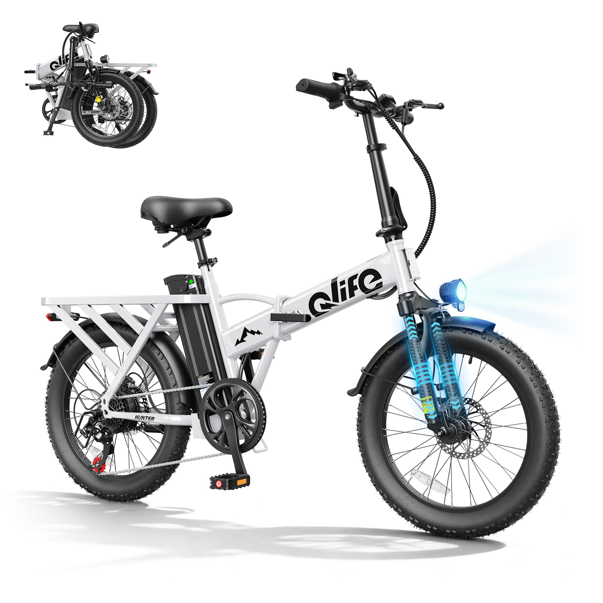 Hunter 20" Folding All-Terrain E-Bike, Peak 1200W 48V Removable Battery, US Warehouse Wholesale MOQ 1
