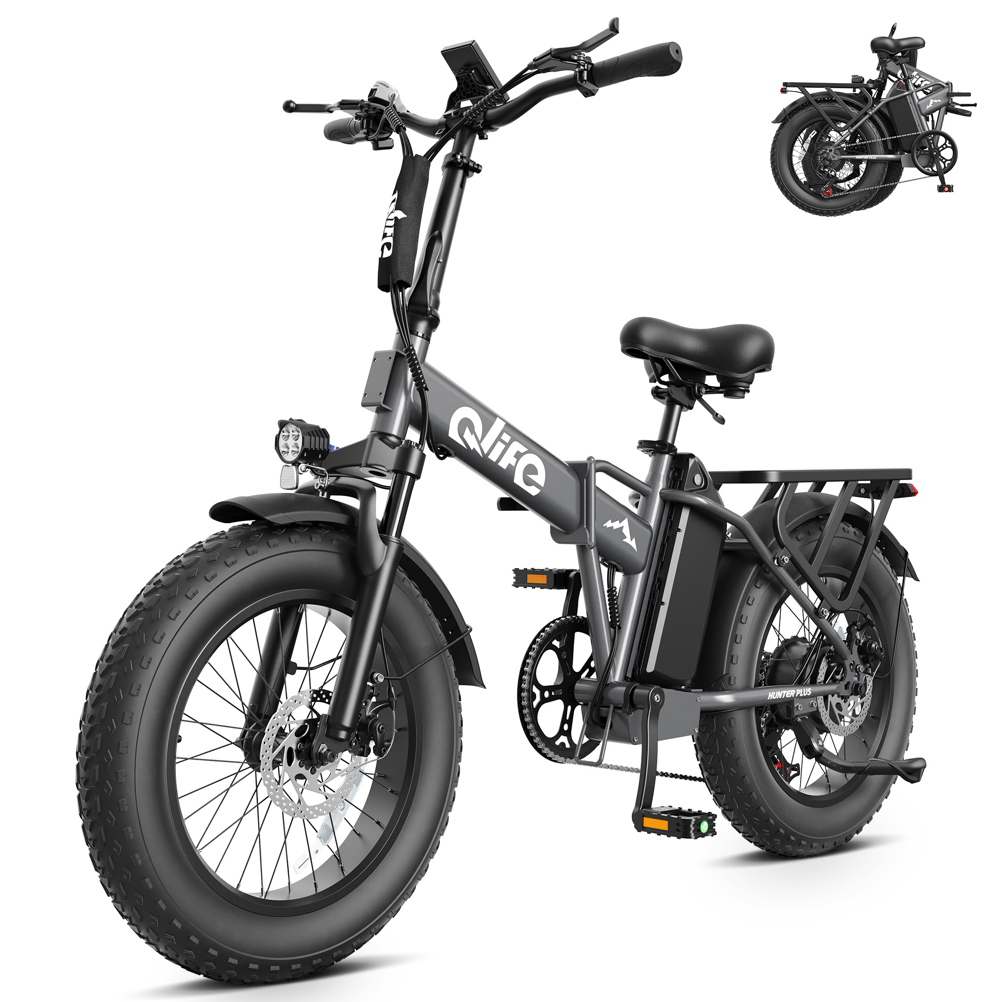 HUNTER PLUS (EB27Plus) 20" Folding Fat Tire Electric Bike - 48V 20Ah Long Range & 1500W Peak Motor