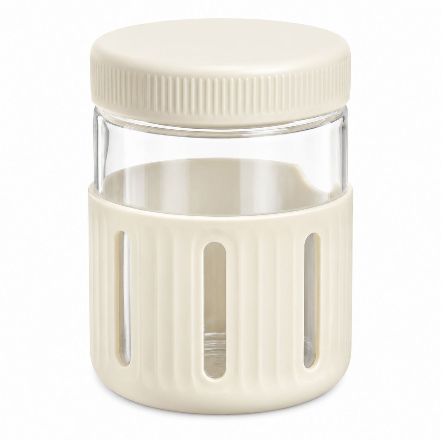 Frasco de Almacenamiento de Vidrio con Cubierta de Silicona Crema 500ml-kasanest