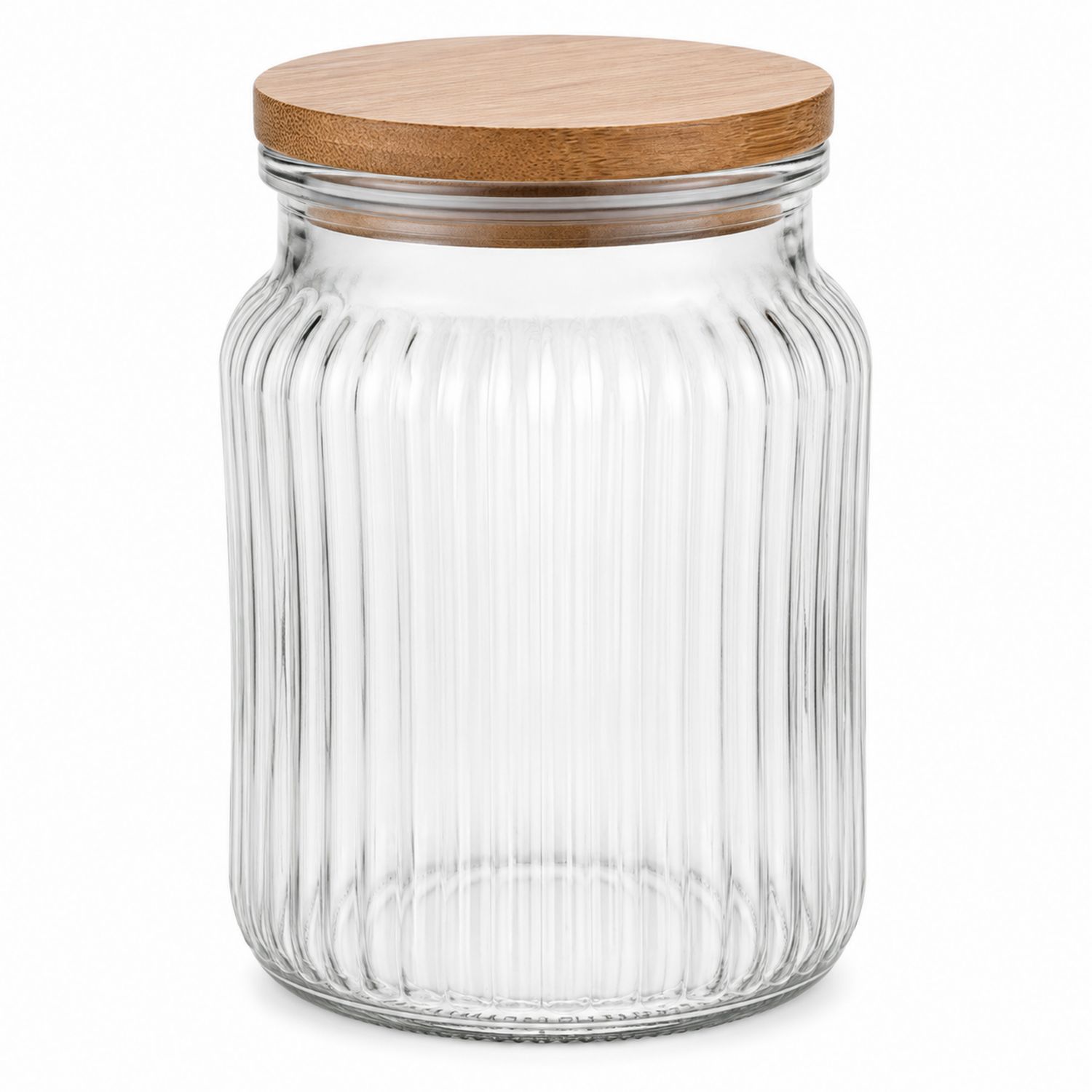 Tarro de Vidrio Transparente con Tapa de Bambú 1500ml-kasanest
