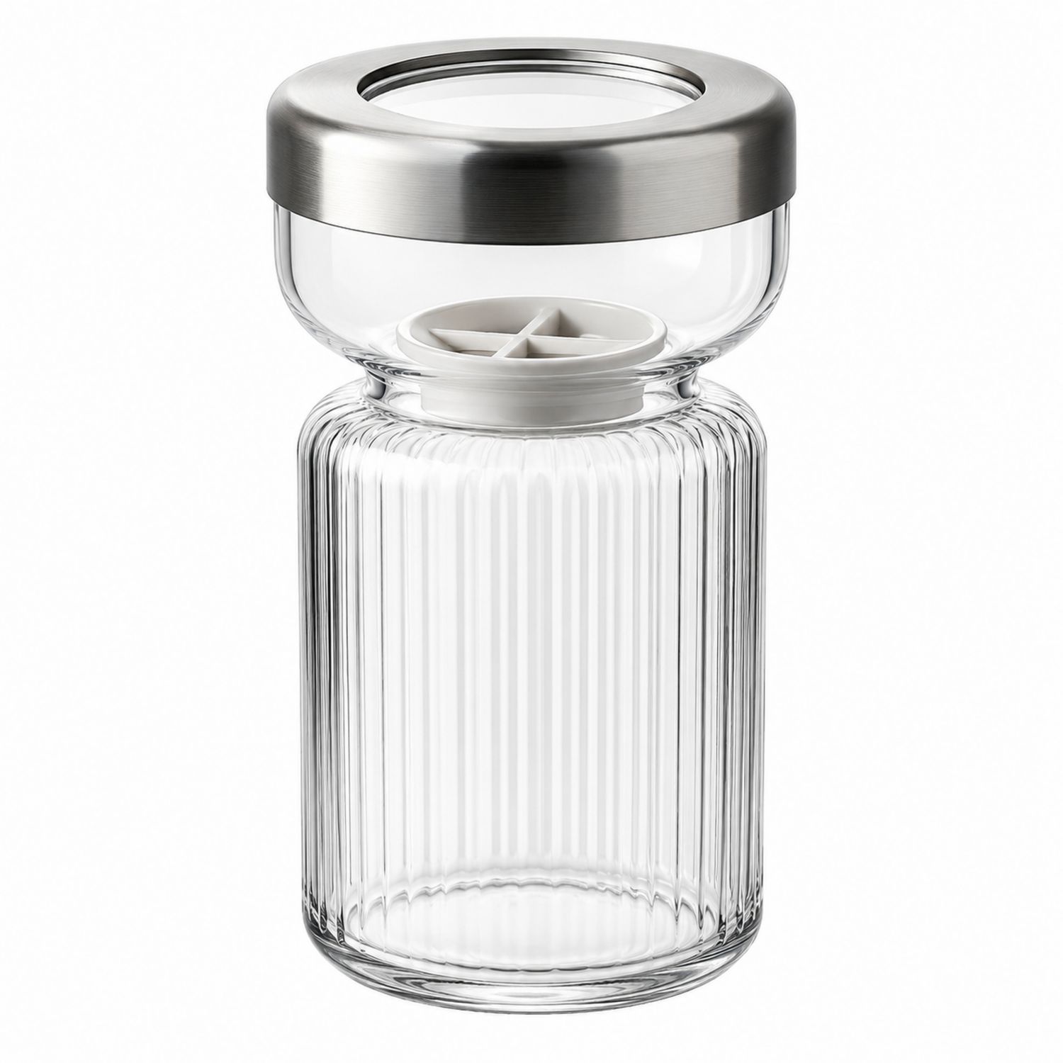 Tarro de Vidrio 1500ml con Tapa Acero Inoxidable-kasanest