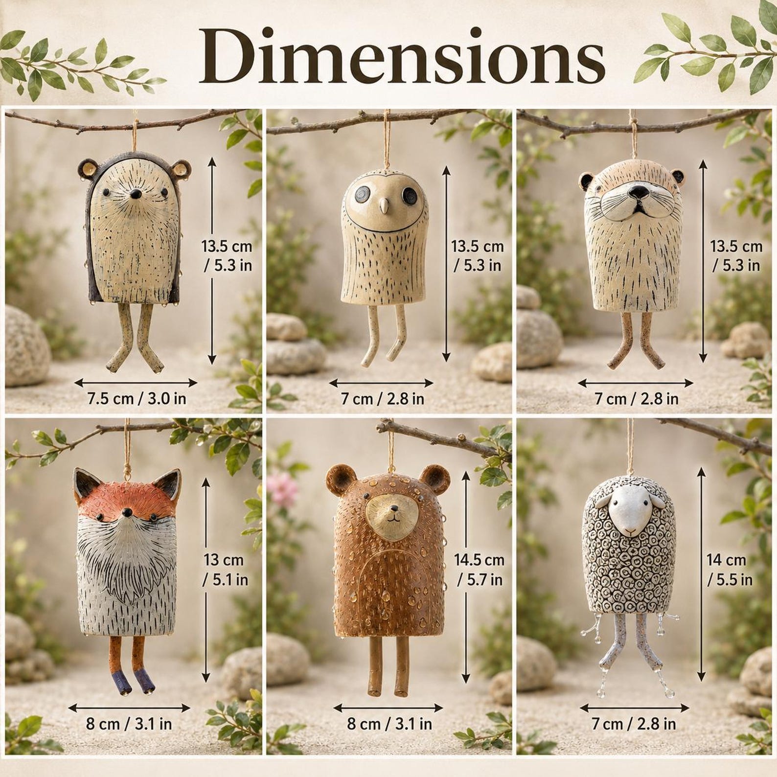 🎐Handmade Whimsical Animal Wind Chime Ornaments🎁Buy 2 Get Free Shipping
