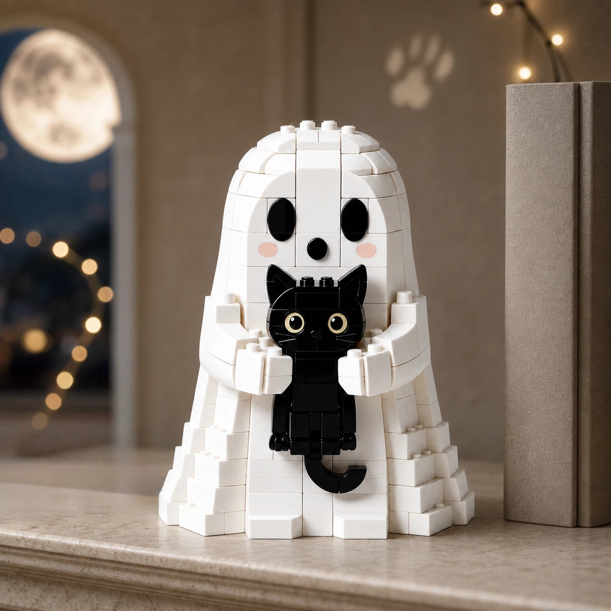 👻 Halloween 2026 Limited Edition – Baustein-Set „Geist umarmt schwarze Katze“