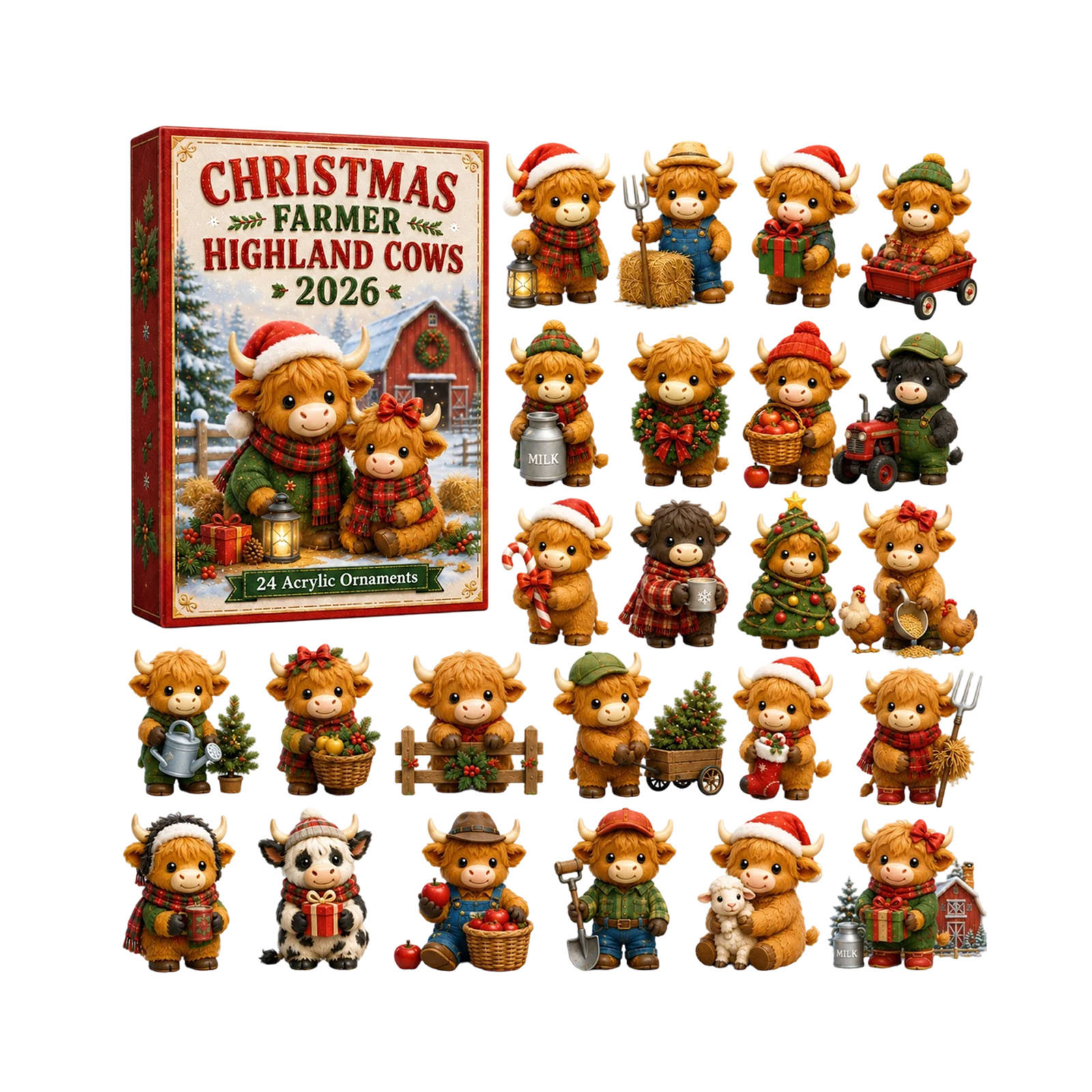 🎄🔥CHRISTMAS KICKOFF 49% OFF - 2026 Days of Highland Cow Blind Box - 24-Day Festive Countdown