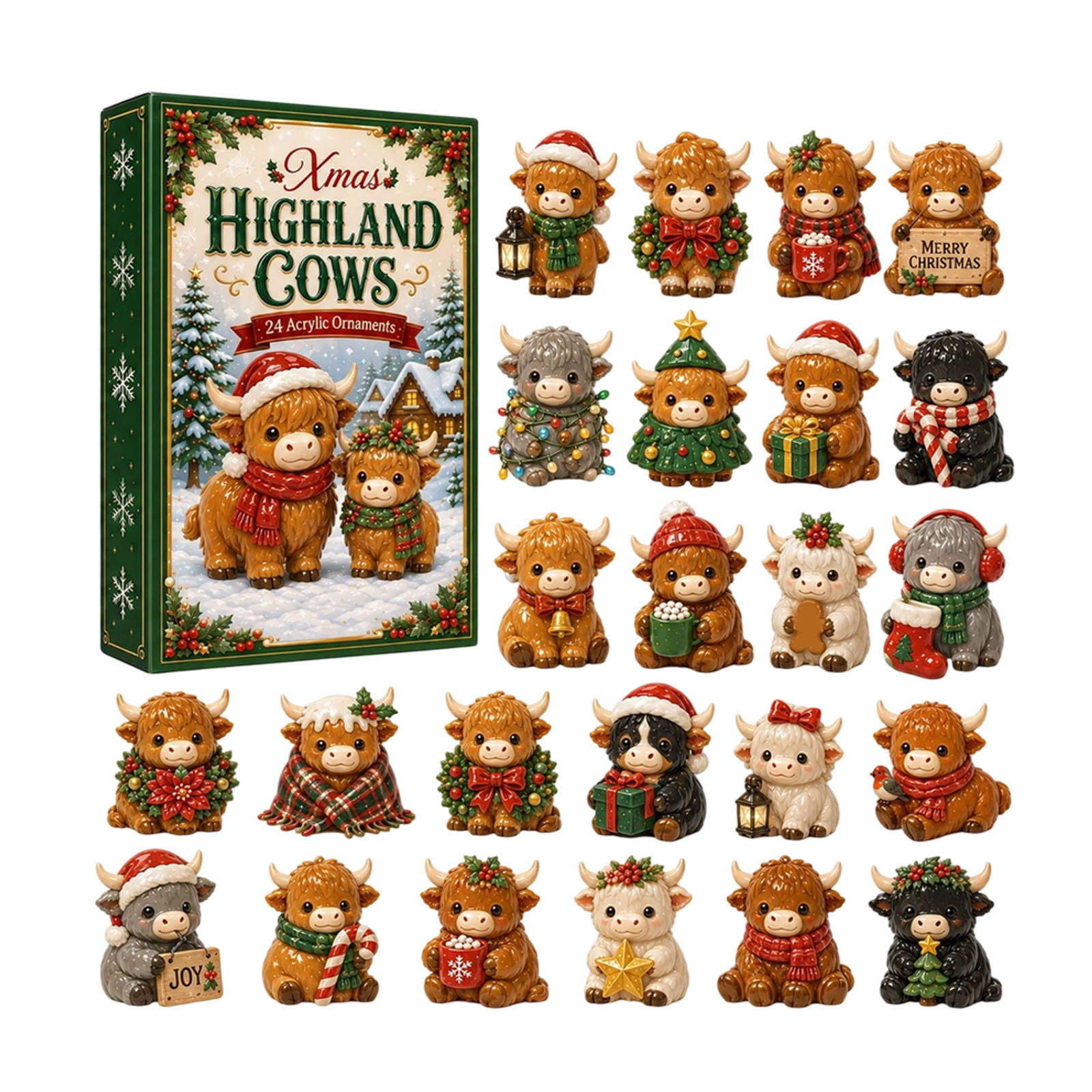 🎄🔥CHRISTMAS KICKOFF 49% OFF - 2026 Days of Highland Cow Blind Box - 24-Day Festive Countdown