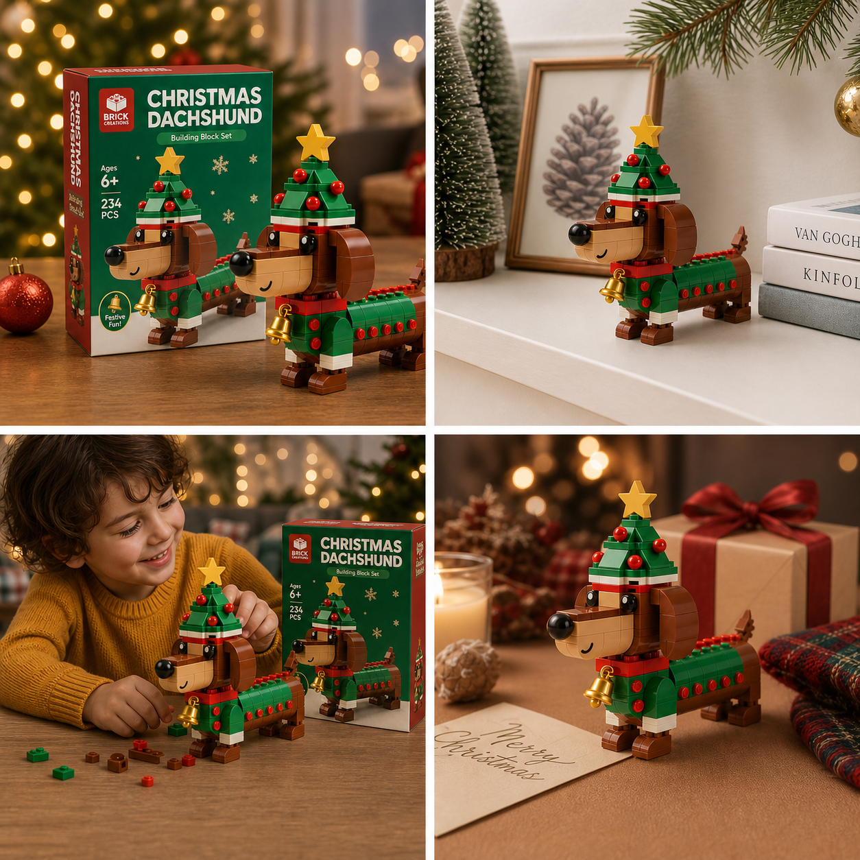 🎄 Weihnachts-Dackel Baustein-Set 🐶 Das perfekte Weihnachtsgeschenk für Dackel-Liebhaber!