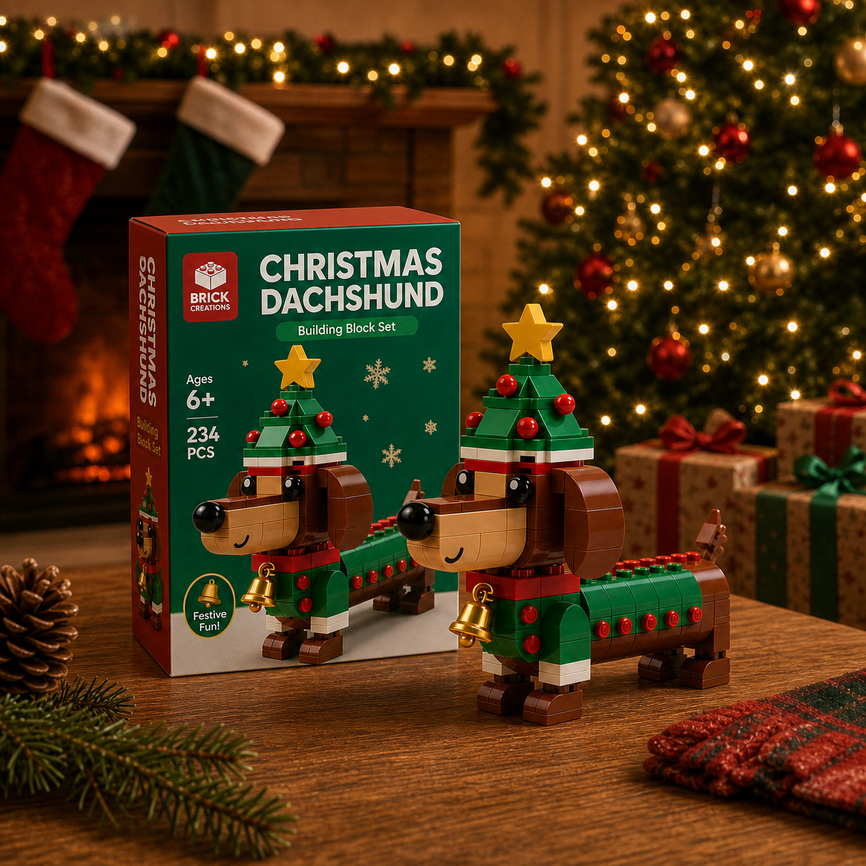 🎄 Weihnachts-Dackel Baustein-Set 🐶 Das perfekte Weihnachtsgeschenk für Dackel-Liebhaber!