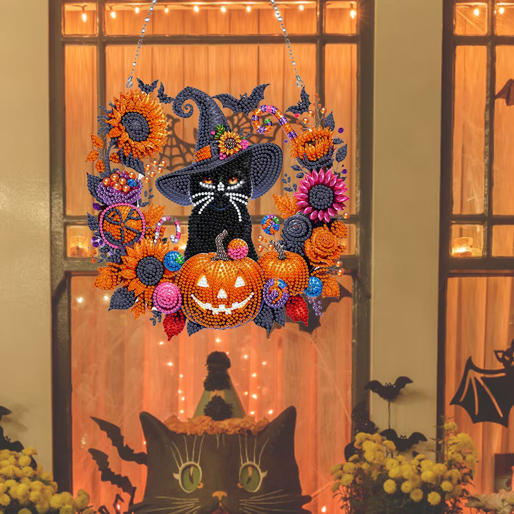 🔥 Last Day 49% OFF – 🎃Black Cat Moon Diamond Art Hanging Ornament Kit – Relaxing DIY Halloween Craft 🎃💎 (📦Buy 2 Free Shipping)