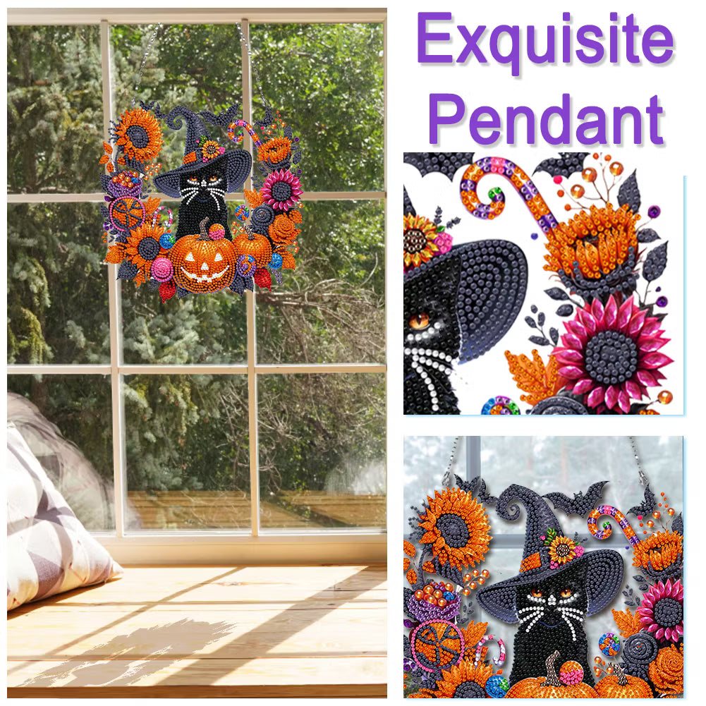 🔥 Last Day 49% OFF – 🎃Black Cat Moon Diamond Art Hanging Ornament Kit – Relaxing DIY Halloween Craft 🎃💎 (📦Buy 2 Free Shipping)
