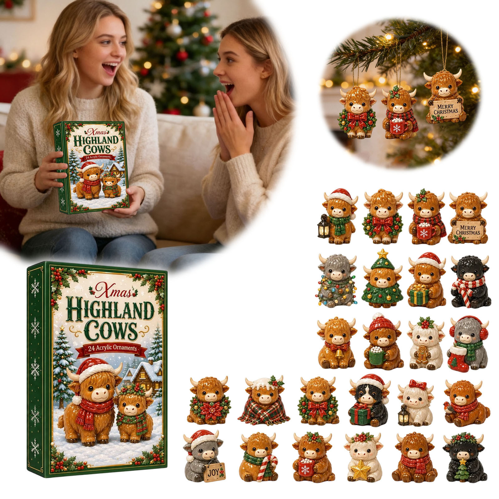 🎄🔥CHRISTMAS KICKOFF 49% OFF - 2026 Days of Highland Cow Blind Box - 24-Day Festive Countdown