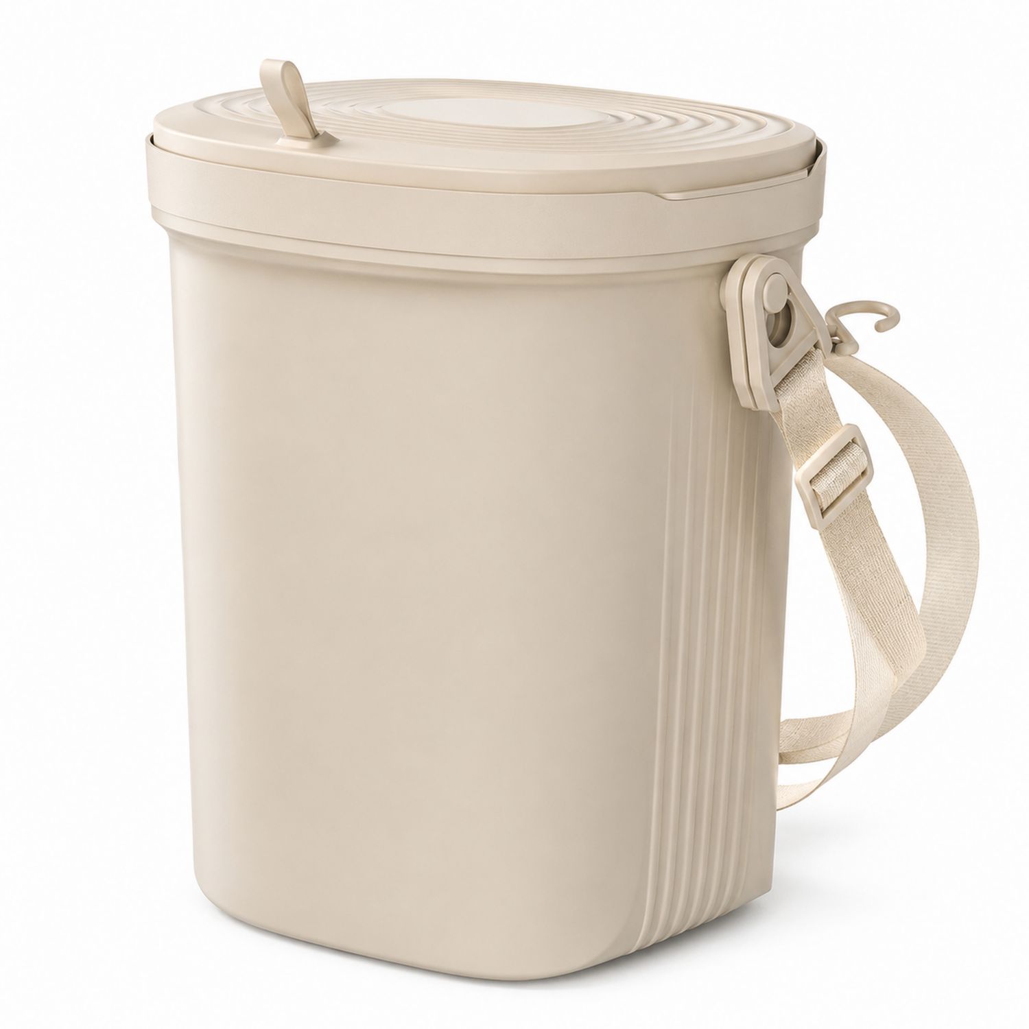 Secchio Portaoggetti con Coperchio a Pressione Beige