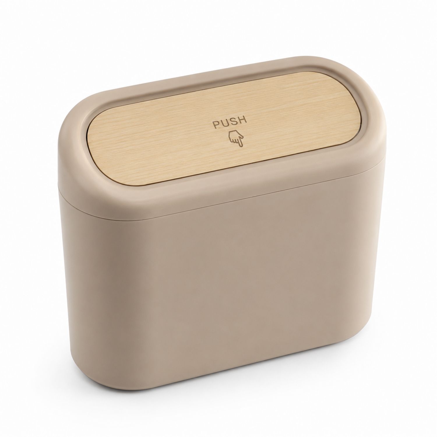 Pattumiera Compatta con Coperchio a Pressione Beige 7L