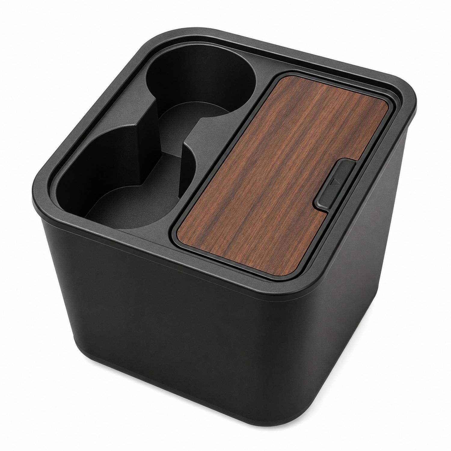 Cestino Nero con Coperchio Scorrevole in Legno
