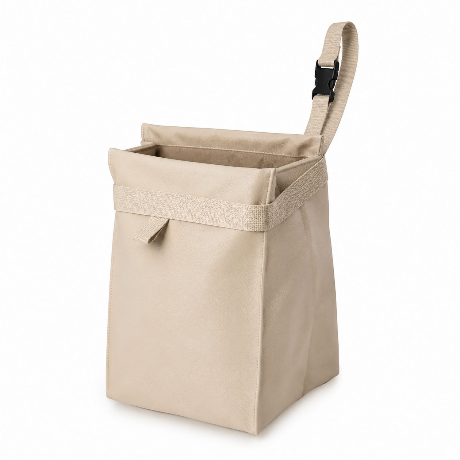 Secchio Pieghevole da Appendere Beige con Chiusura a Scatto