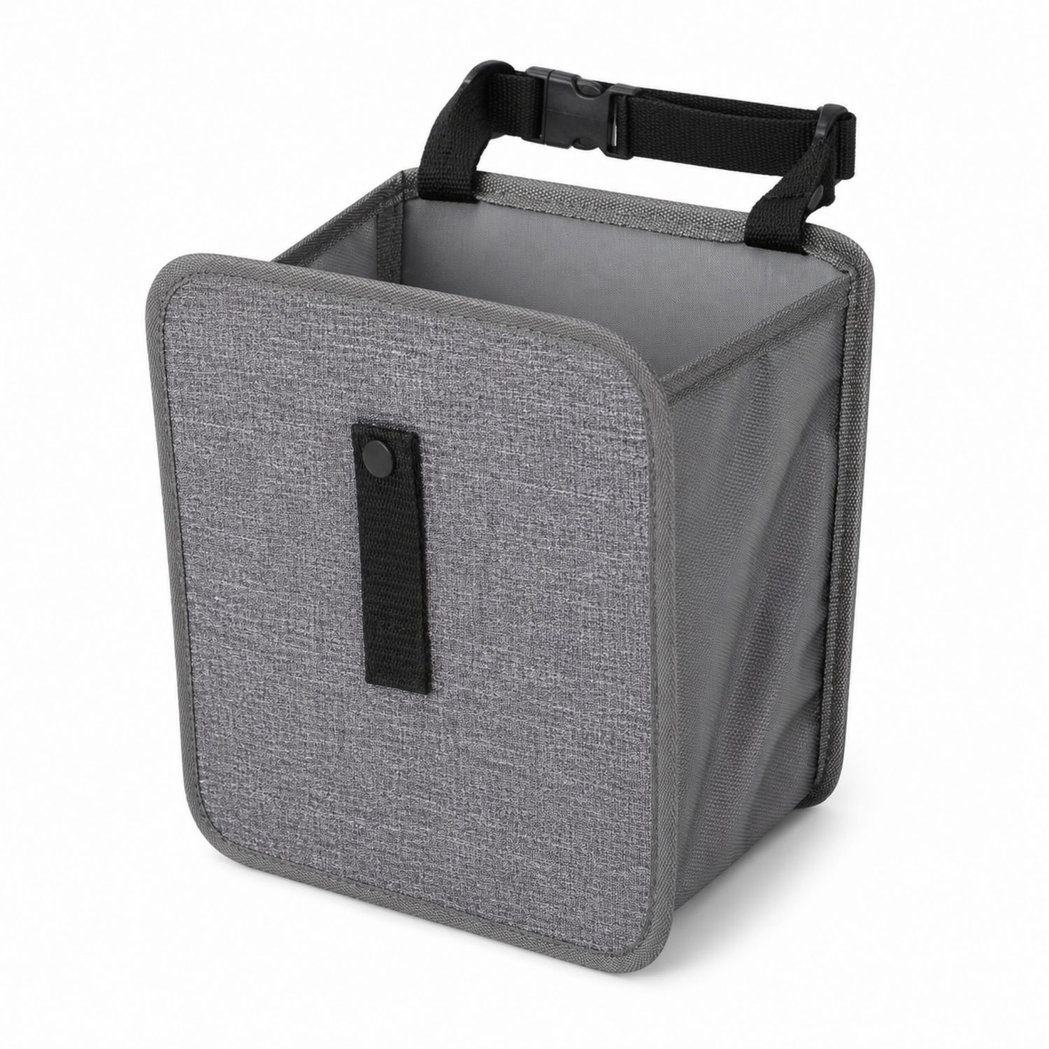 Pattumiera pieghevole grigia per auto con chiusura a scatto, 6L