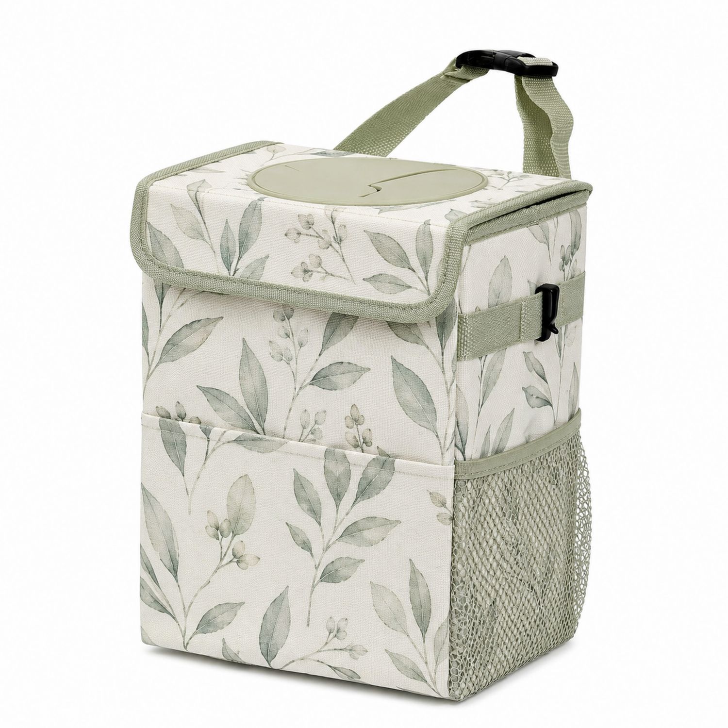 Borsa Termica Portatile con Fantasia Foglie - Verde e Bianco